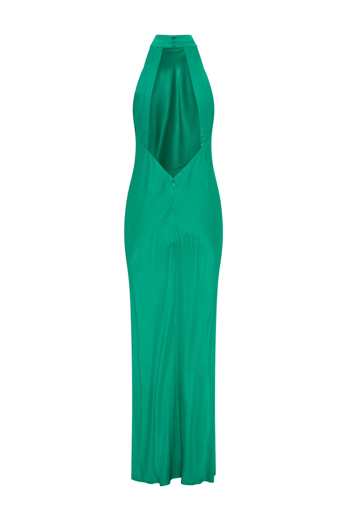 Claire Robe Maxi en Satin avec Décolleté Croisé et Fente - Verte