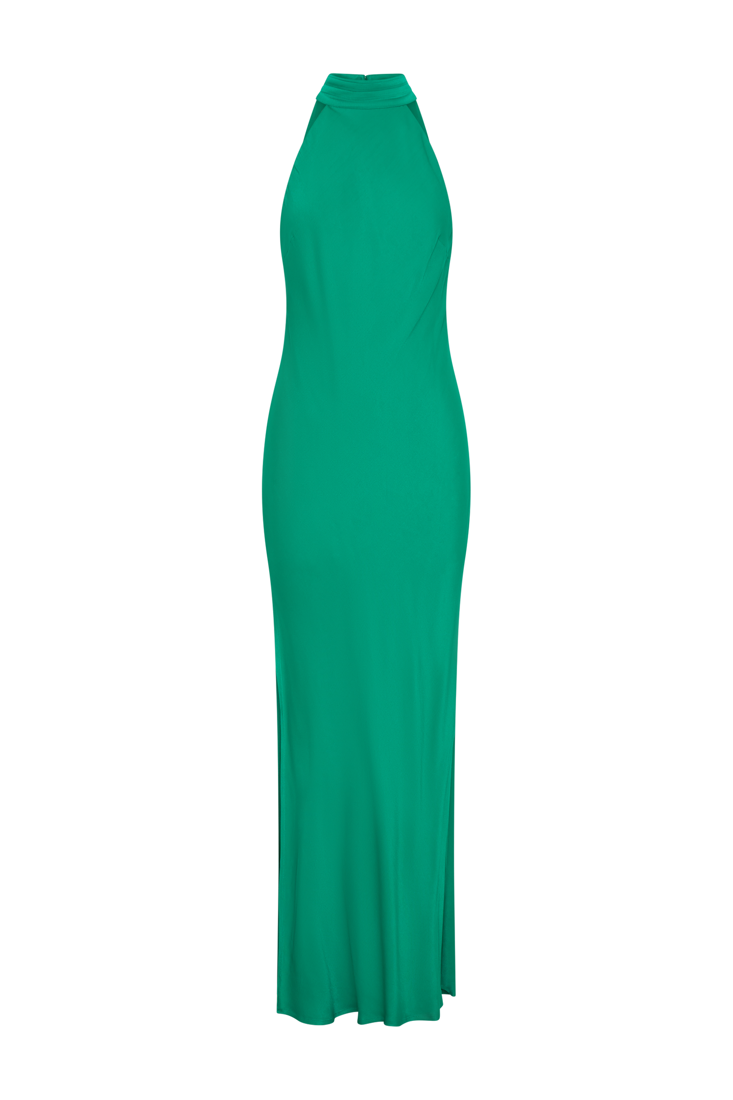 Claire Robe Maxi en Satin avec Décolleté Croisé et Fente - Verte