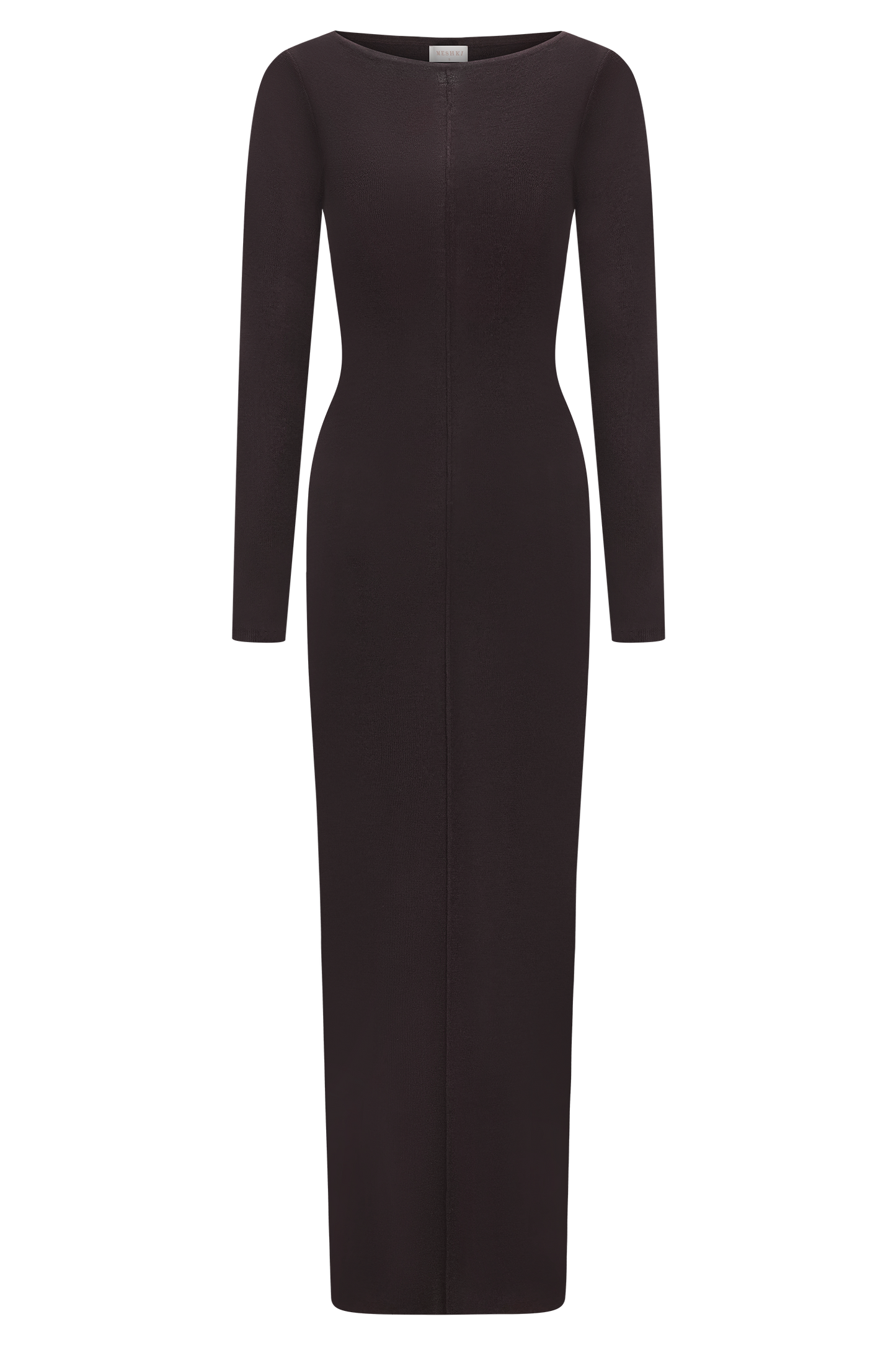 Robe Maxi à Manches Longues en Tricot de Laine Mérinos Cleona - Chocolat Intense