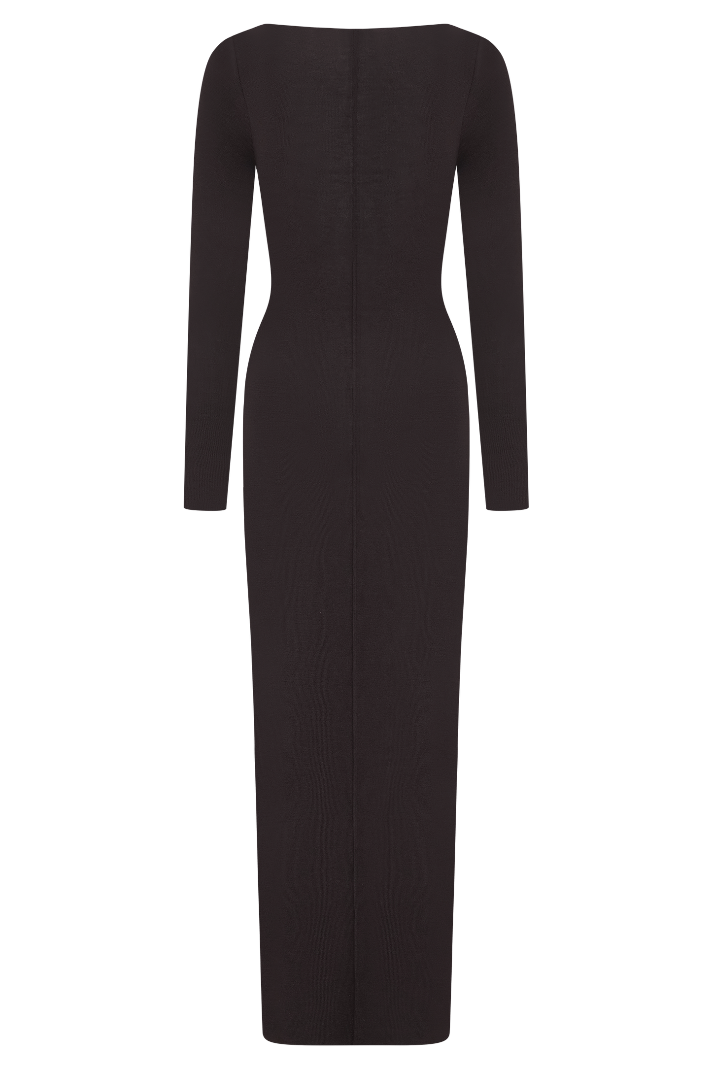 Robe Maxi à Manches Longues en Tricot de Laine Mérinos Cleona - Chocolat Intense