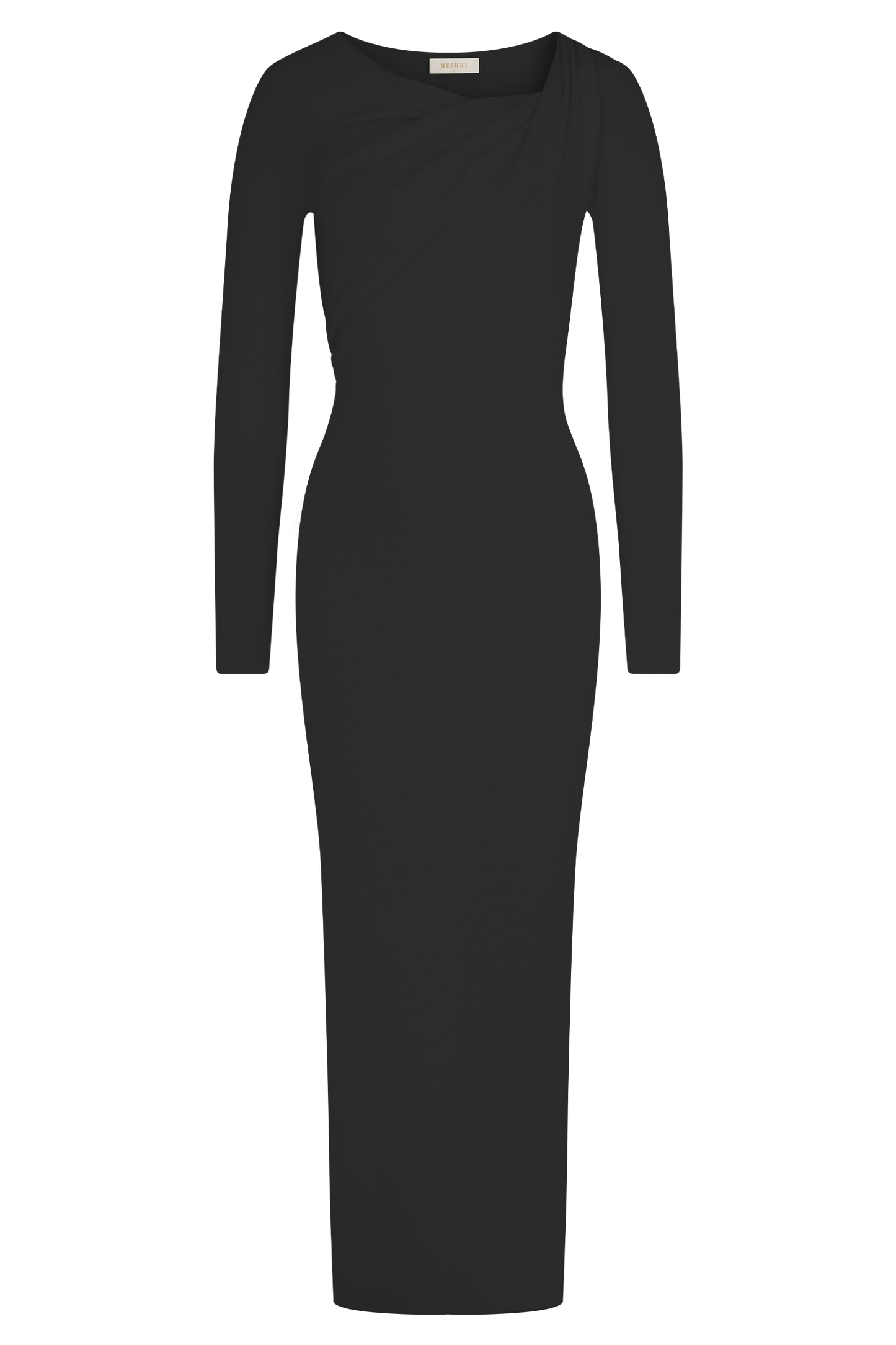 Robe mi-longue en jersey torsadé et drapé Culver - Noir