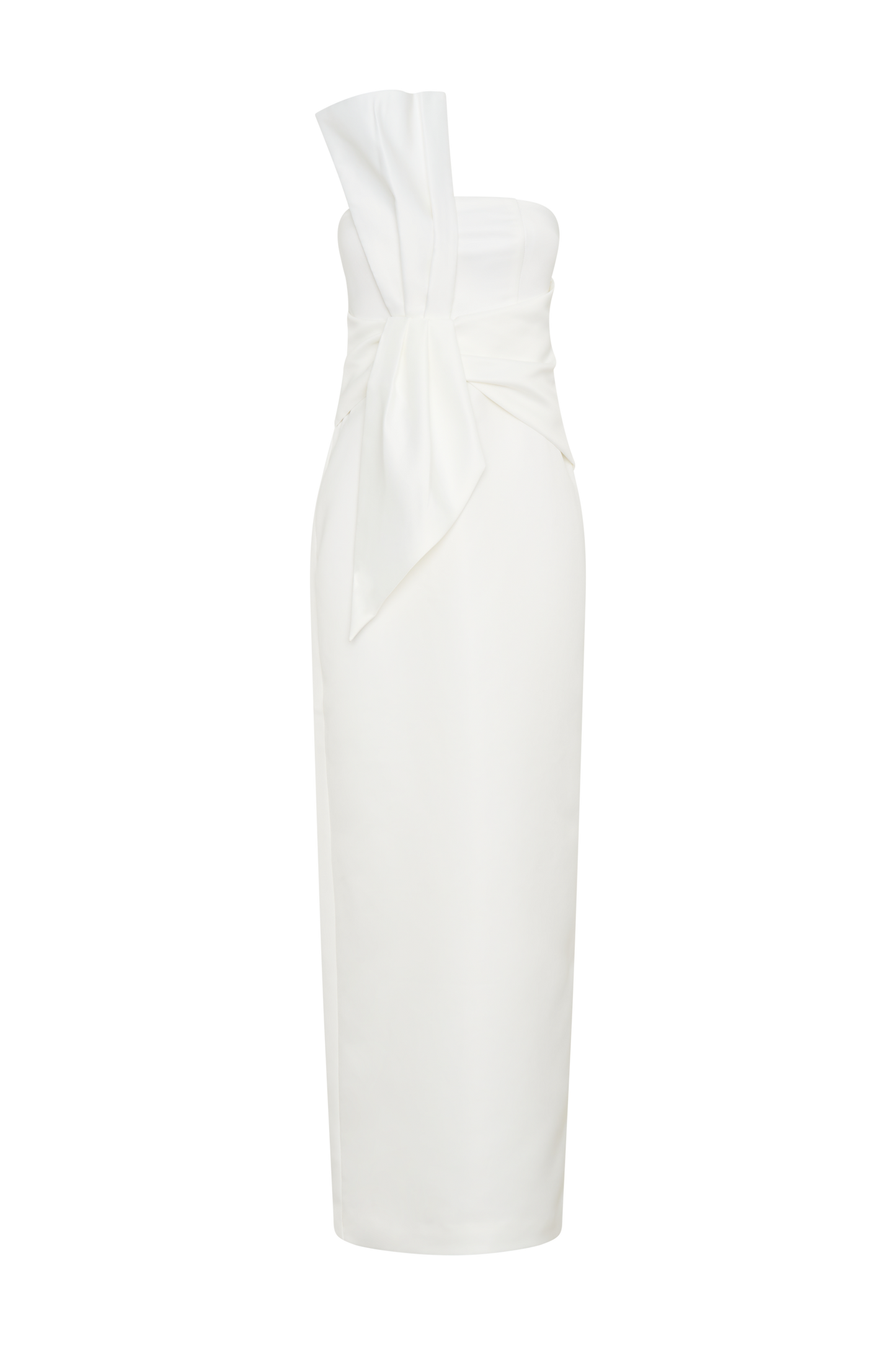 Robe Maxi en Satin Structuré Sans Bretelles Cyrill - Blanc