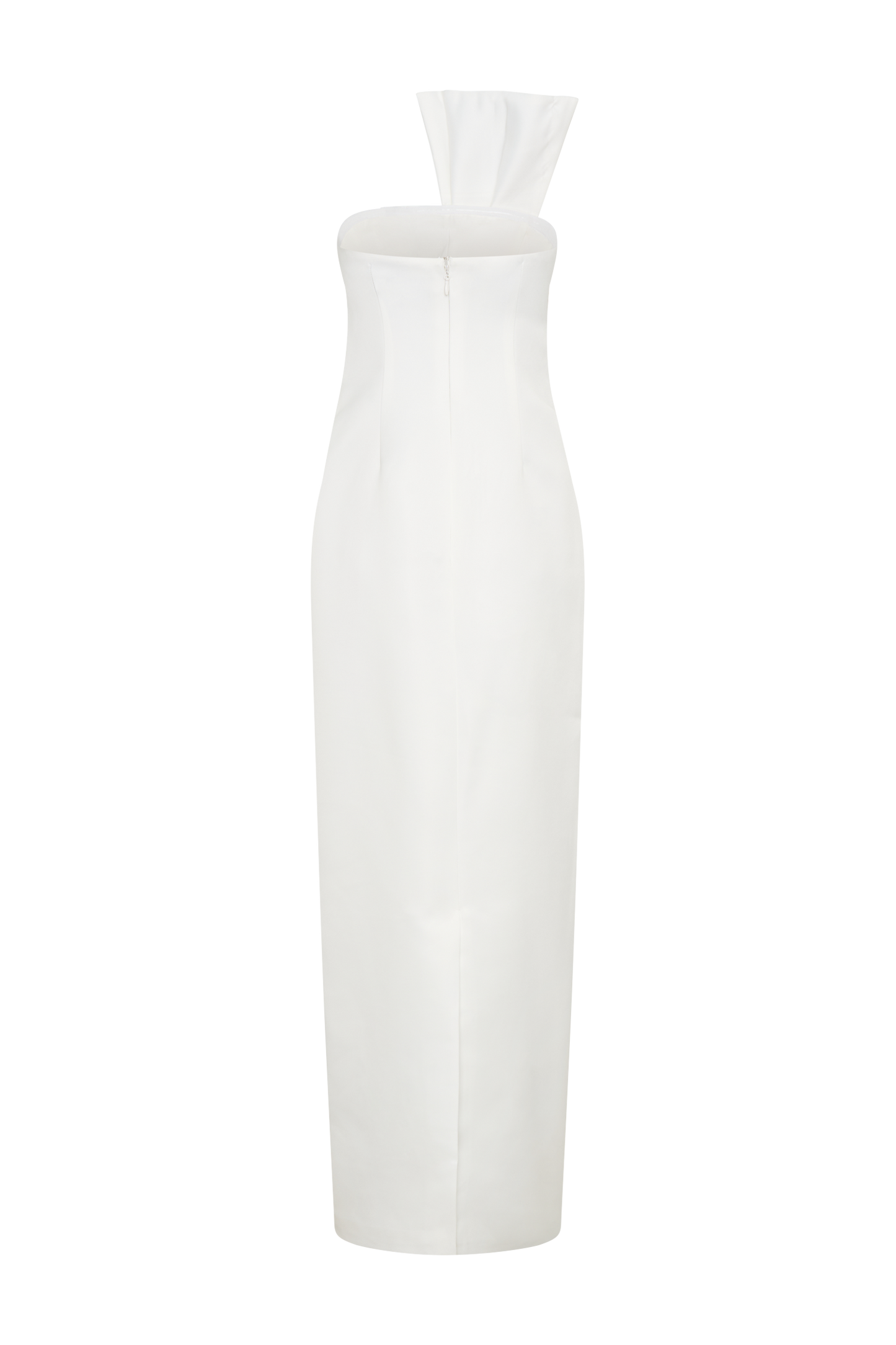 Robe Maxi en Satin Structuré Sans Bretelles Cyrill - Blanc