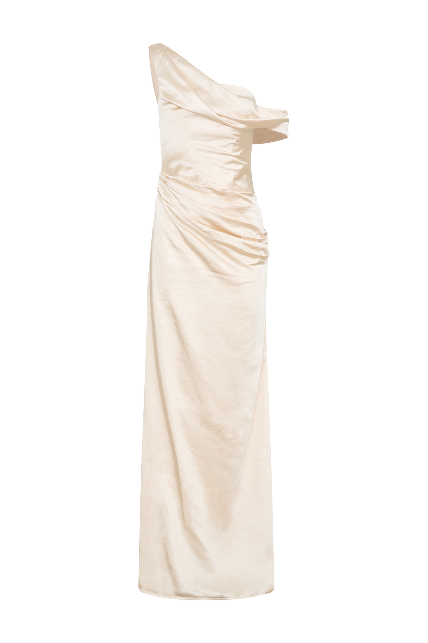 Robe longue satinée à épaules dénudées Dalia - Or rosé