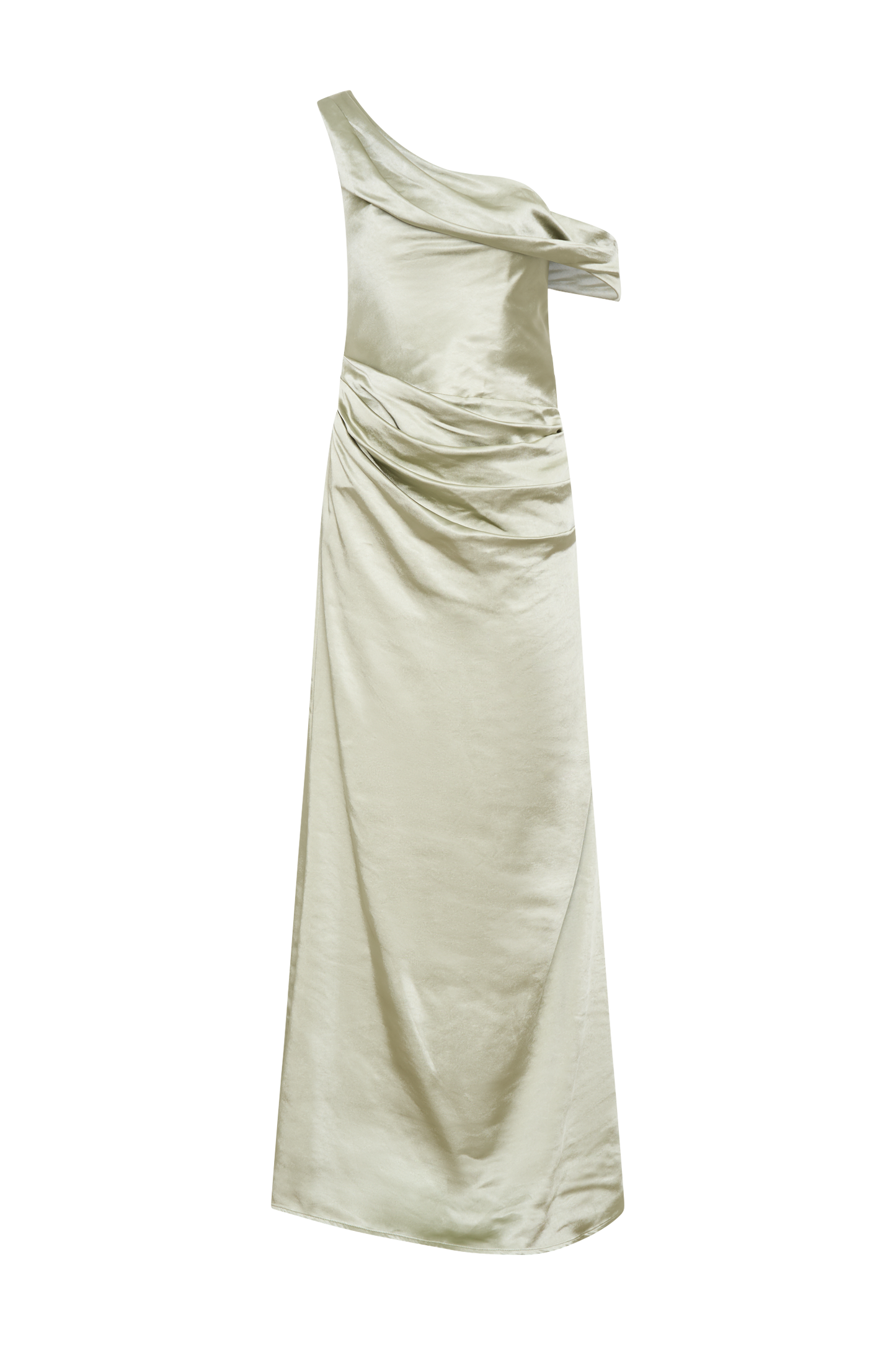 Robe maxi en satin Dalia à épaules dénudées - Senteur de sauge