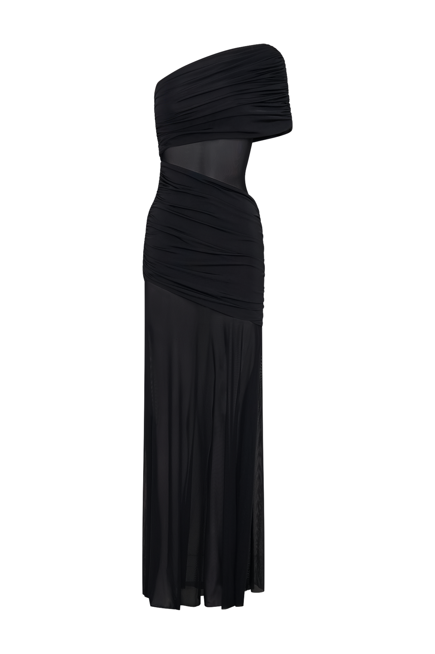 Robe Maxi en Maille à Une Épaule Dallas - Noir