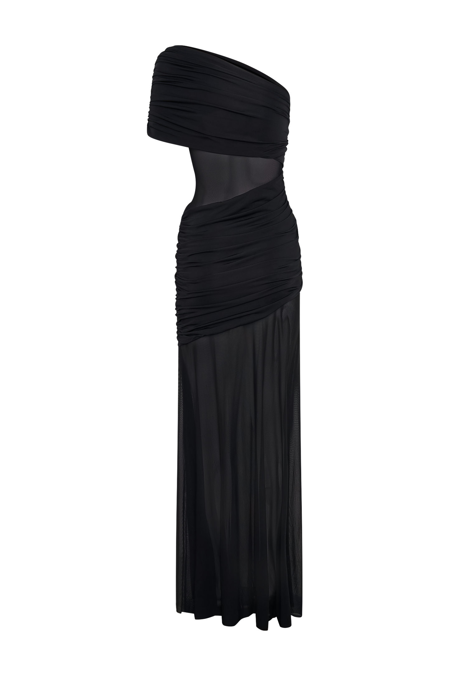 Robe Maxi en Maille à Une Épaule Dallas - Noir