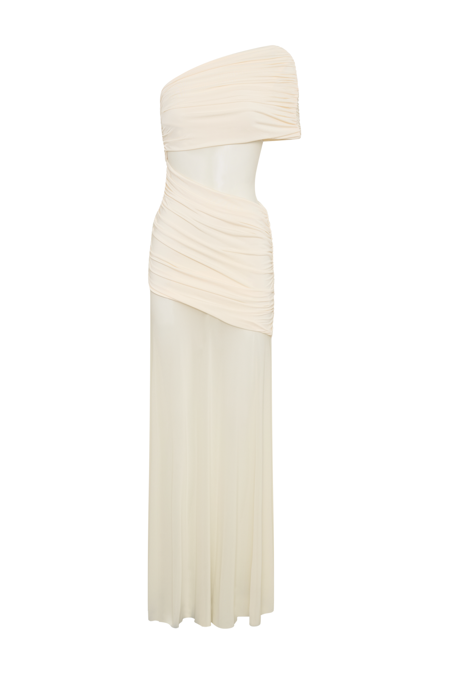 Robe maxi en maille à une épaule Dallas - Ivoire