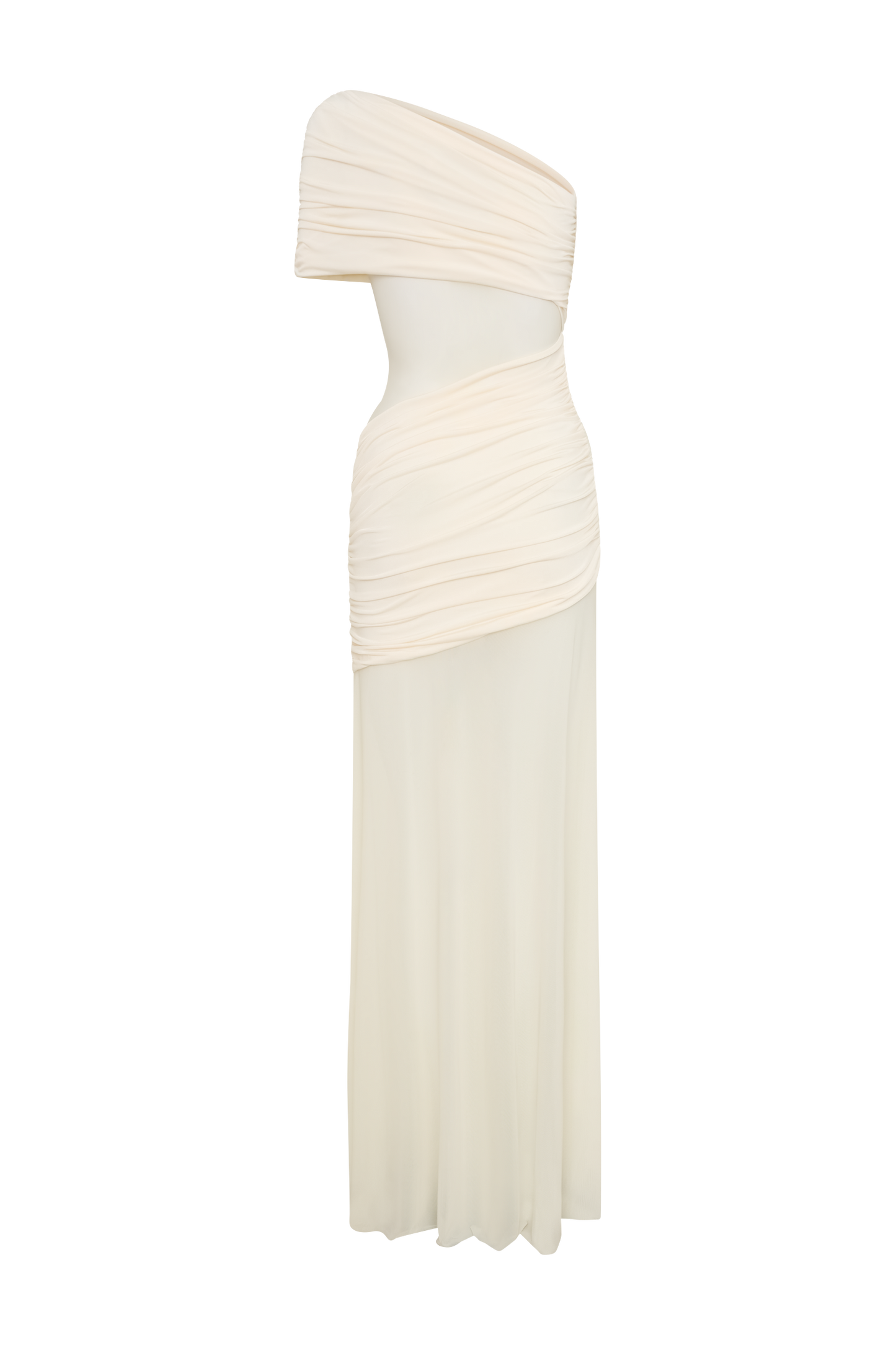 Robe maxi en maille à une épaule Dallas - Ivoire