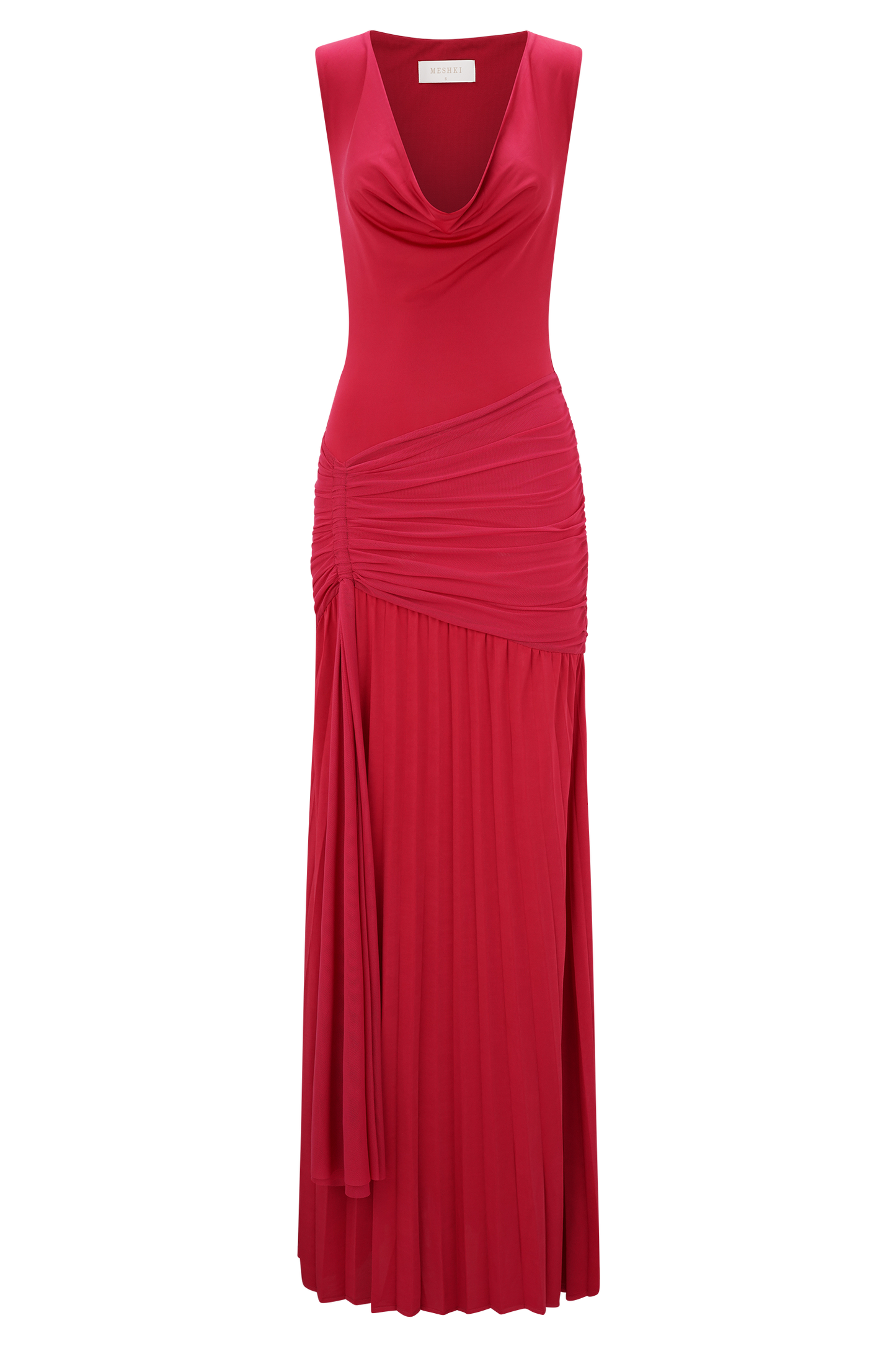 Robe maxi Dania à col montant et matière fluide - Rose fuchsia
