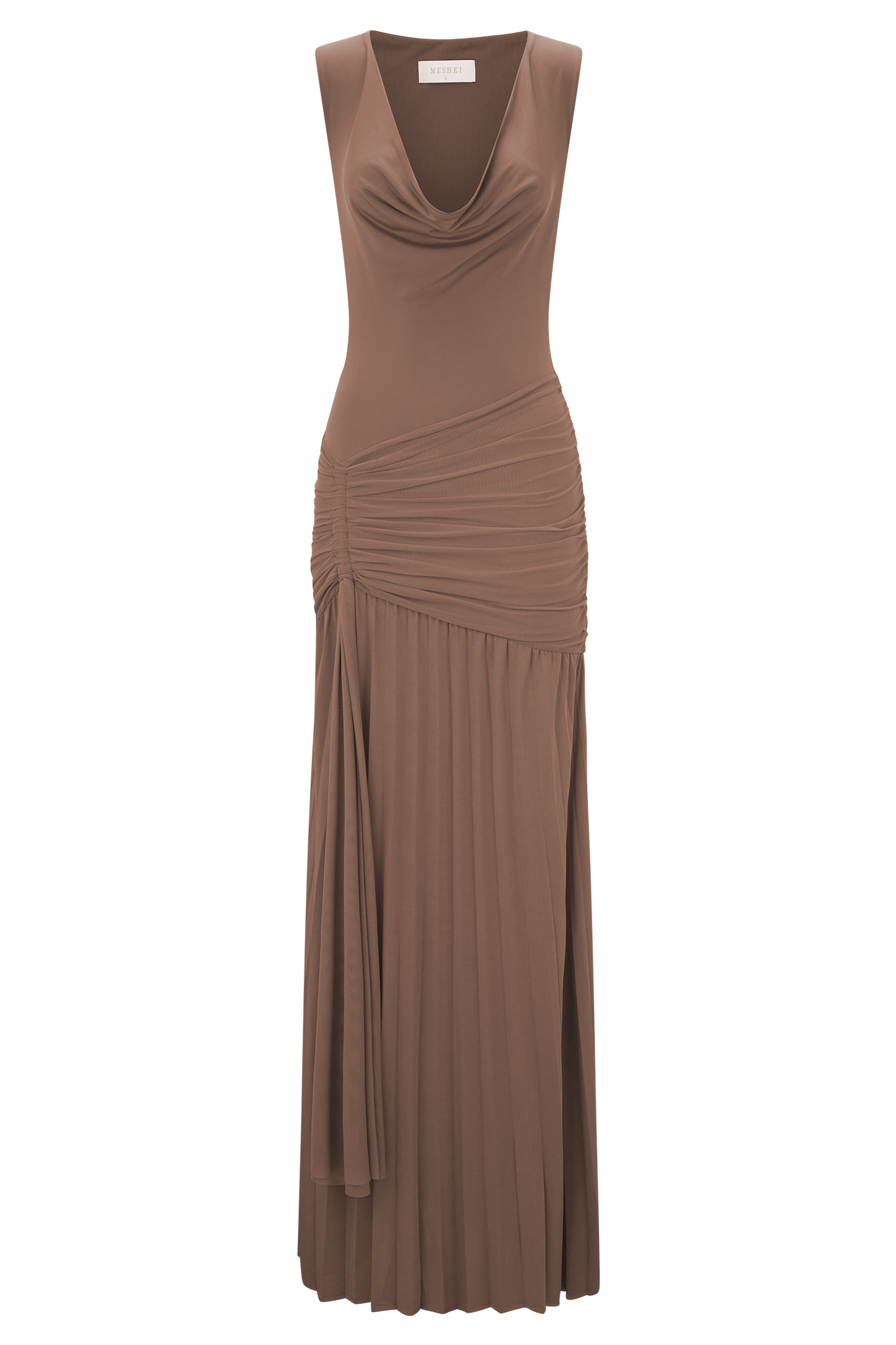 Robe Maxi Dania à Col Haut et Dégradé - Mousse de Mocha