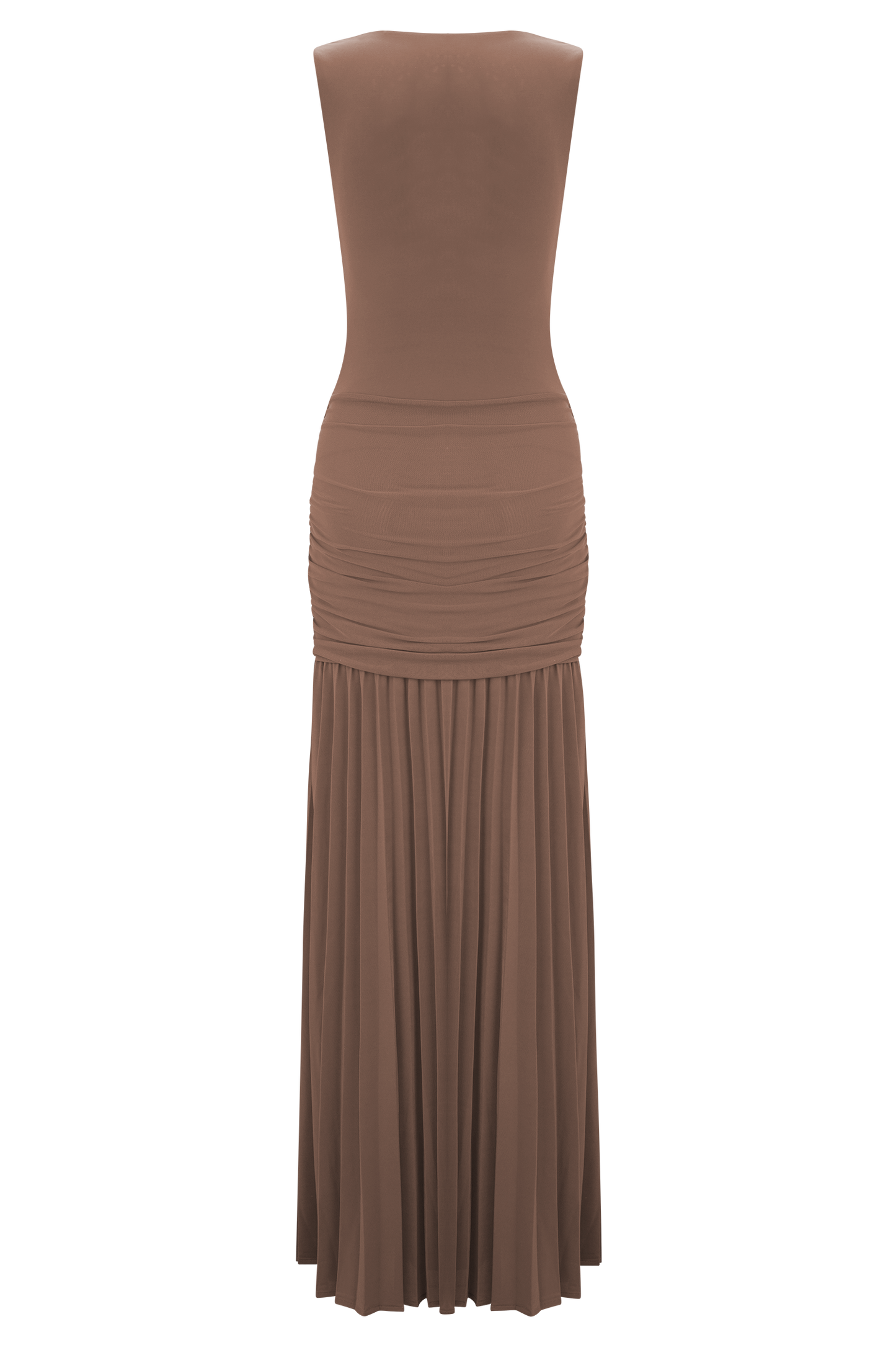 Robe Maxi Dania à Col Haut et Dégradé - Mousse de Mocha