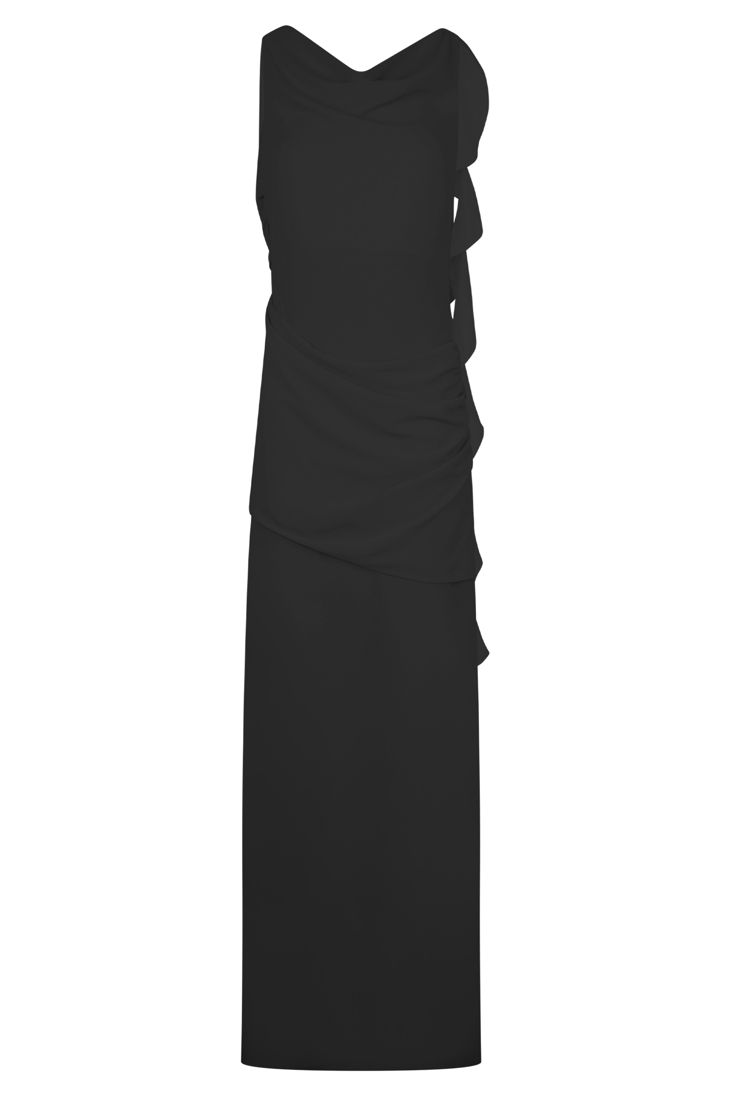 Robe Maxi en Chiffon Drapée Daria - Noire