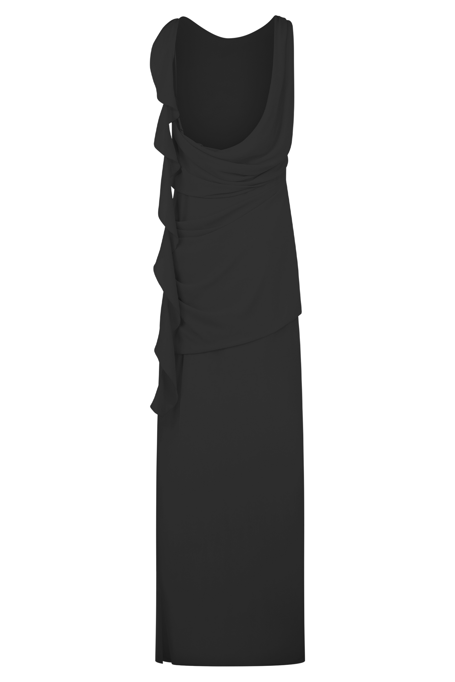 Robe Maxi en Chiffon Drapée Daria - Noire