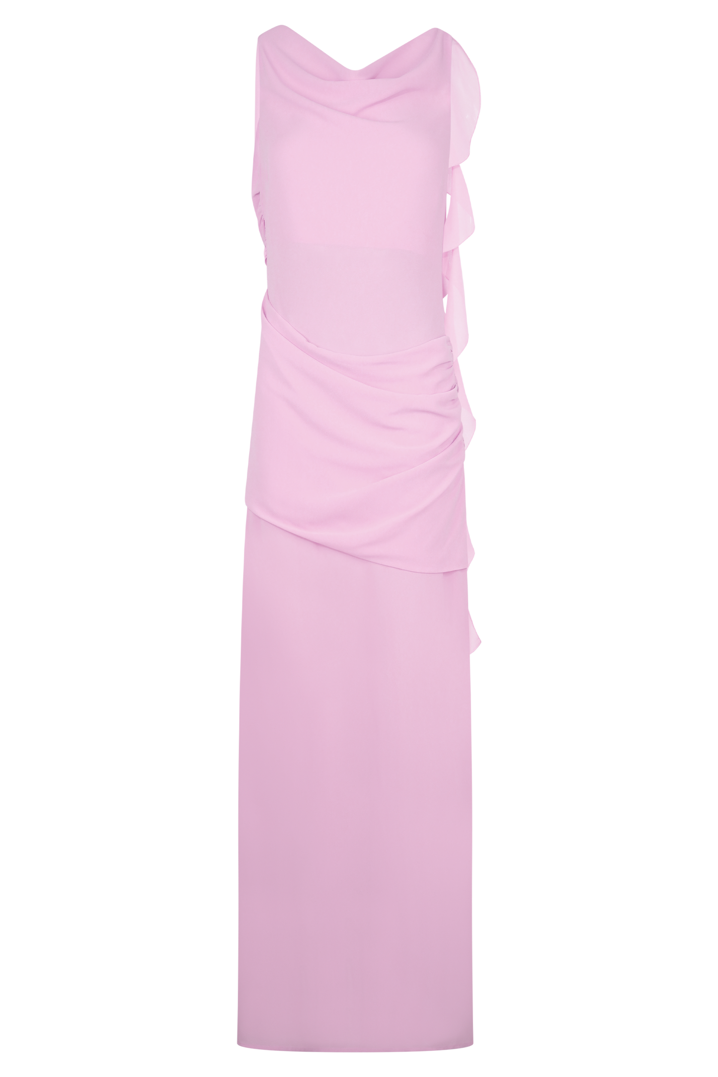 Robe Maxi en Chiffon à Drapé Daria - Lilas Clair