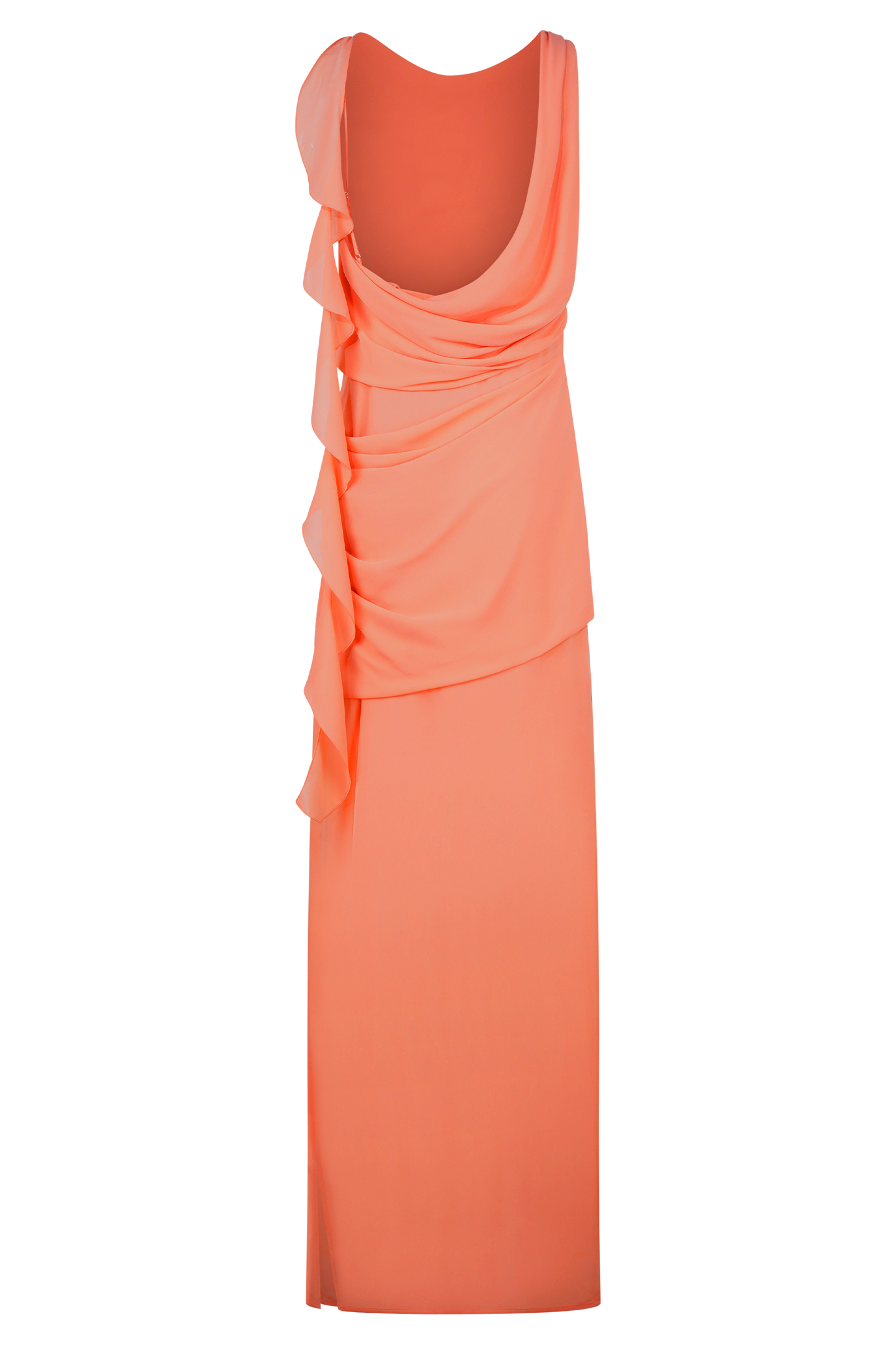 Robe Maxi en Chiffon à Drapé Daria - Nectarine Pâle