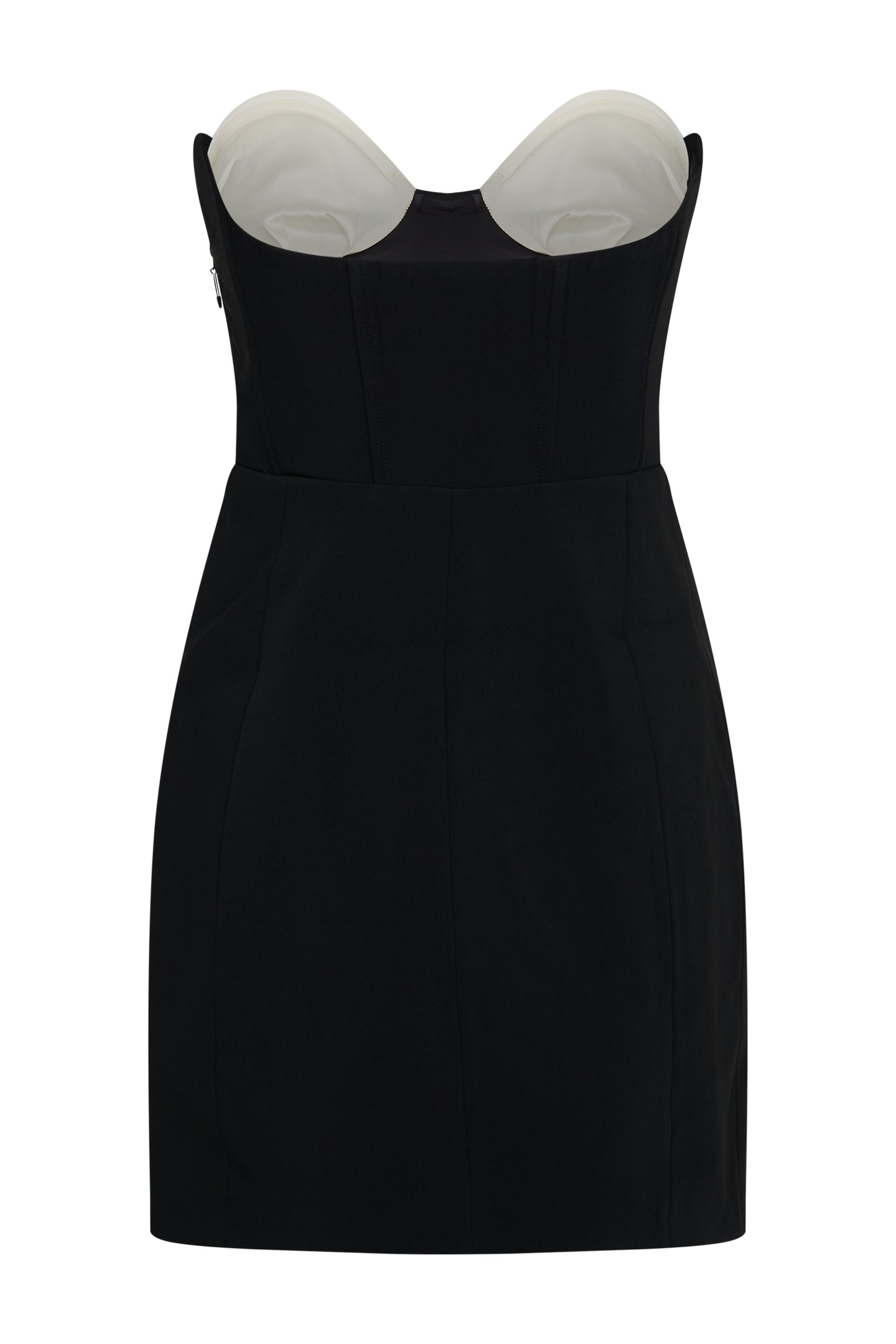 Deana, robe mini sans bretelles en tailleur contrastant - Noir