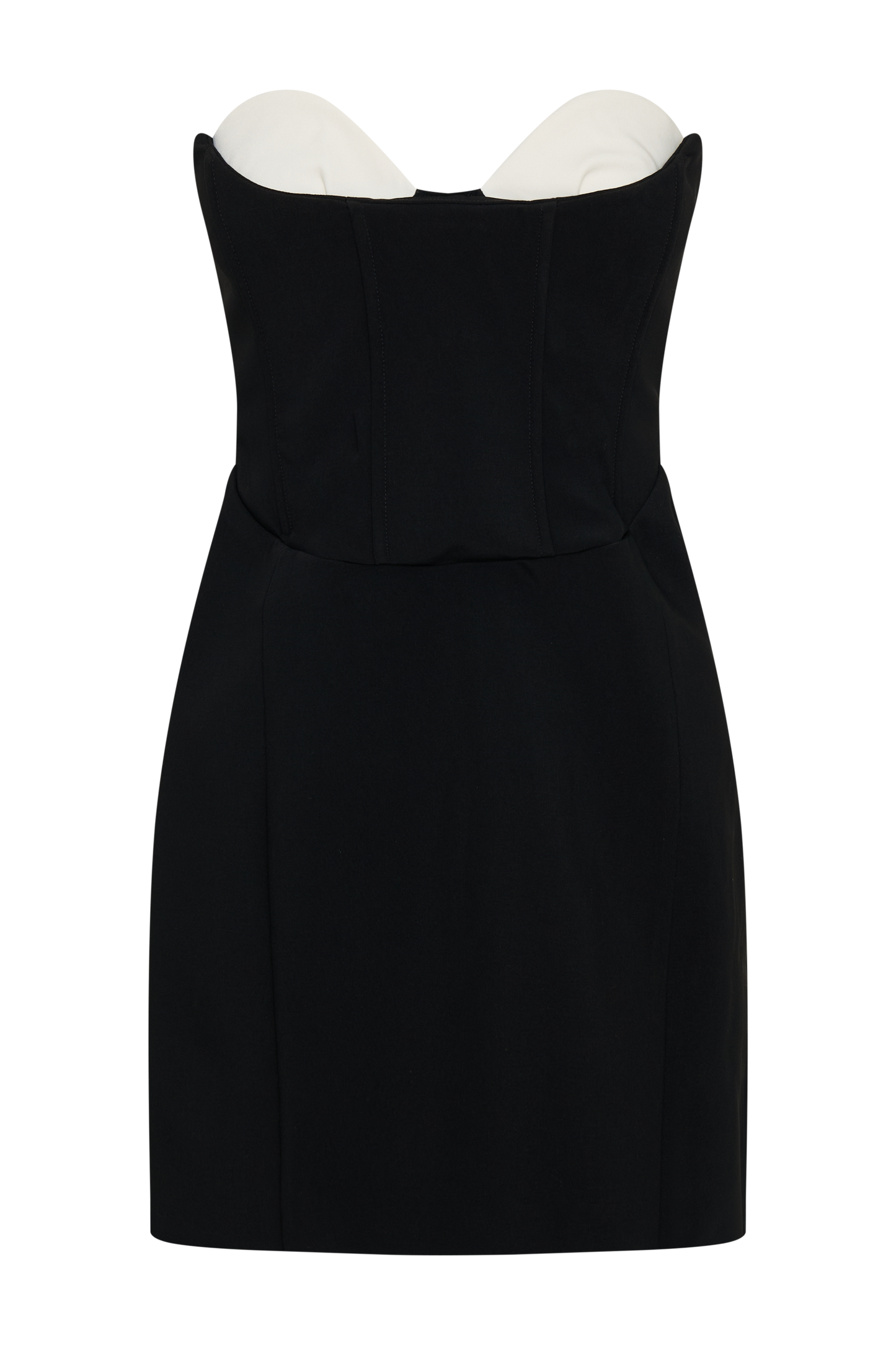 Deana, robe mini sans bretelles en tailleur contrastant - Noir