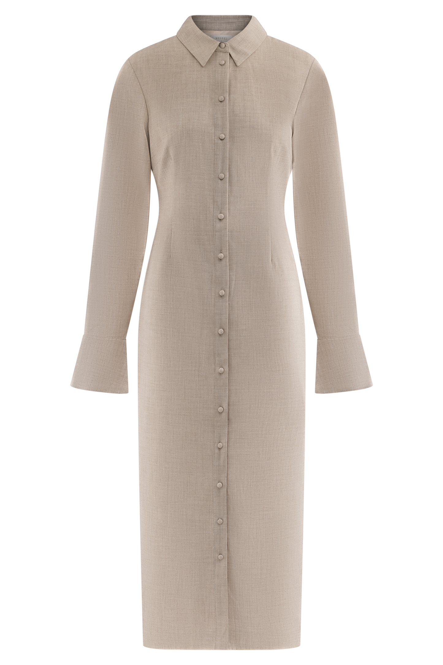Robe midi Dorian à manches courtes, ajustée - Gris clair mêlé