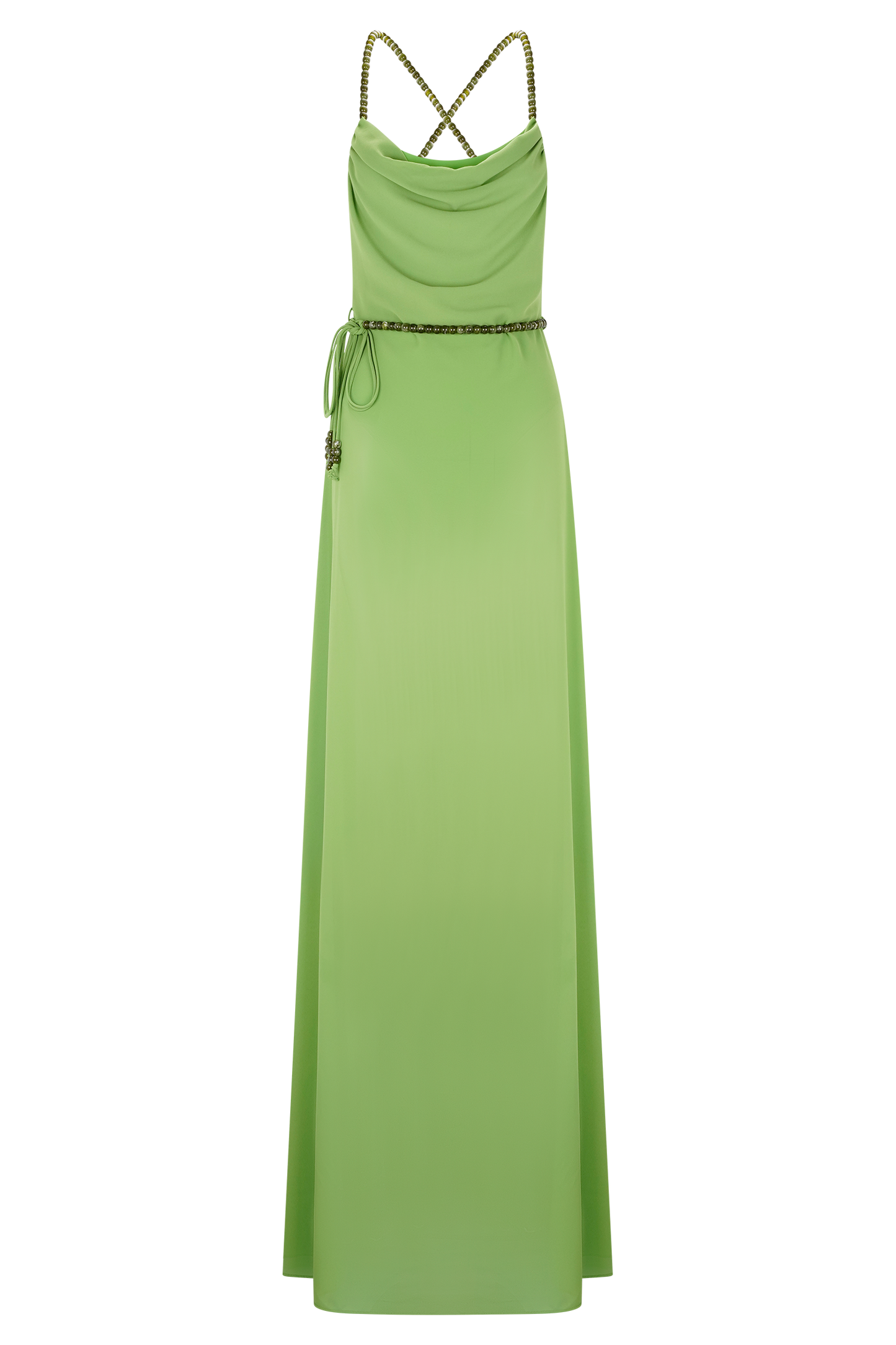 Robe Maxi en Chiffon Perlée Elaine - Verte
