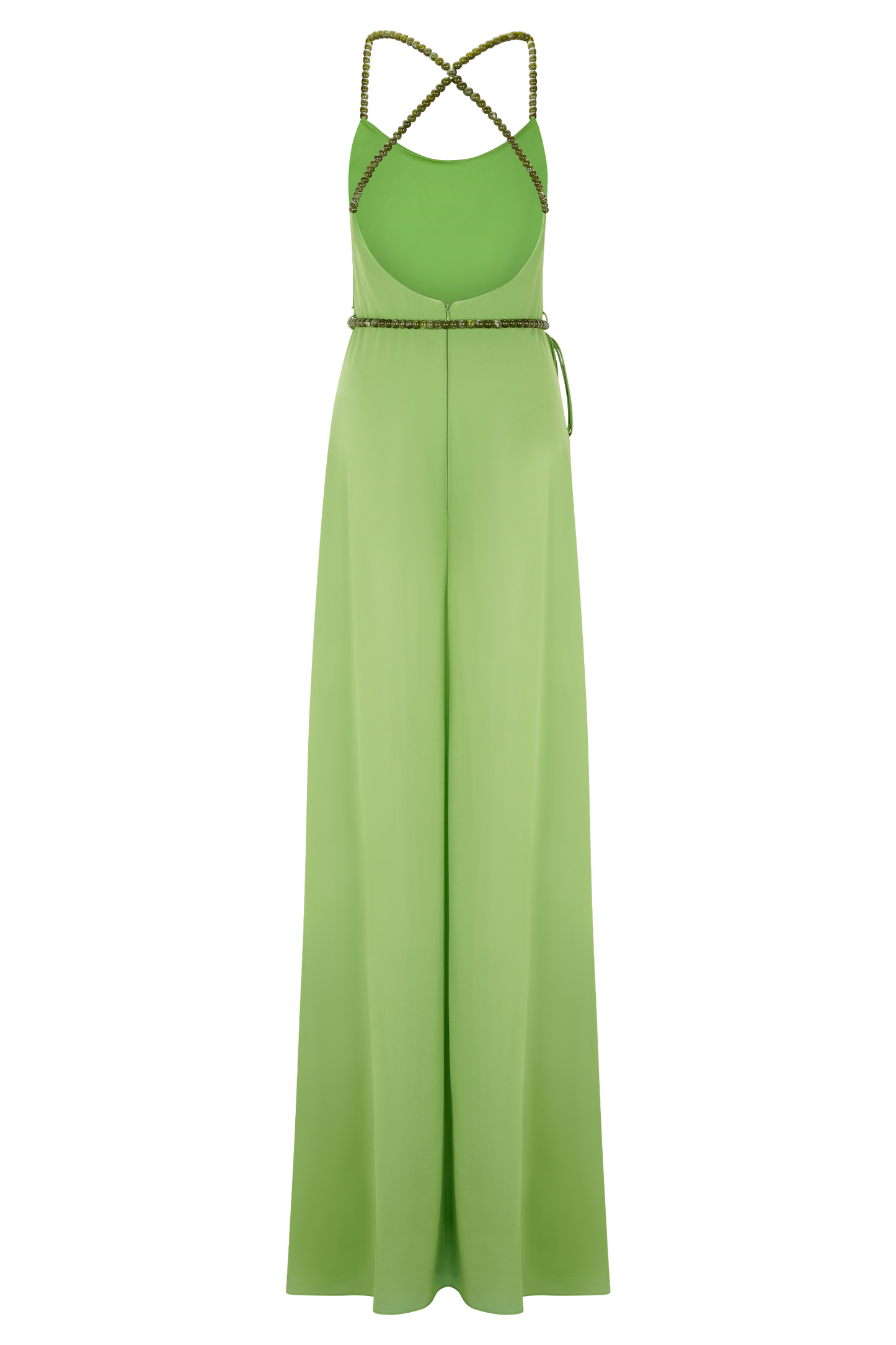 Robe Maxi en Chiffon Perlée Elaine - Verte