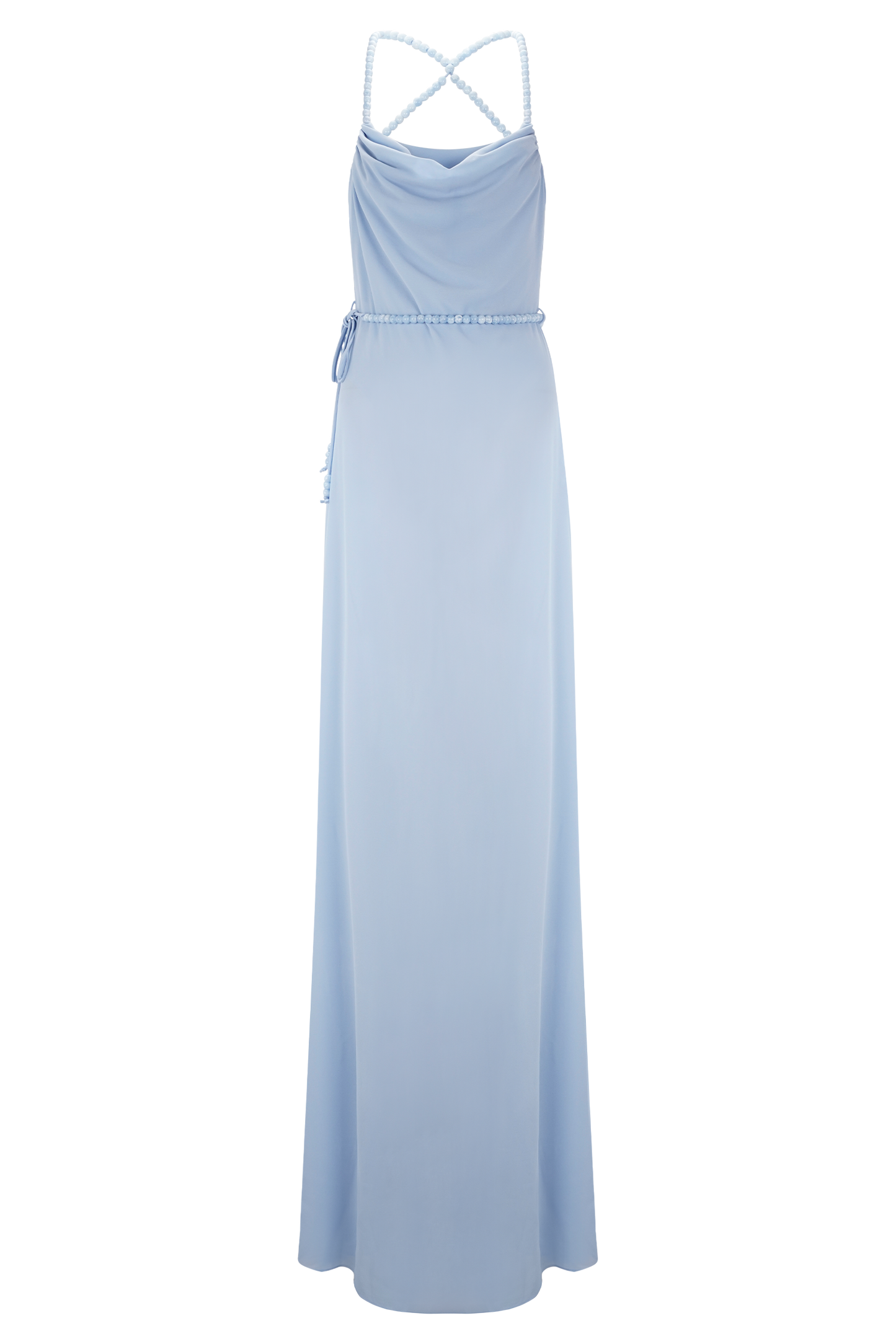 Robe Maxi en Chiffon Perlée Elaine - Bleu Ciel