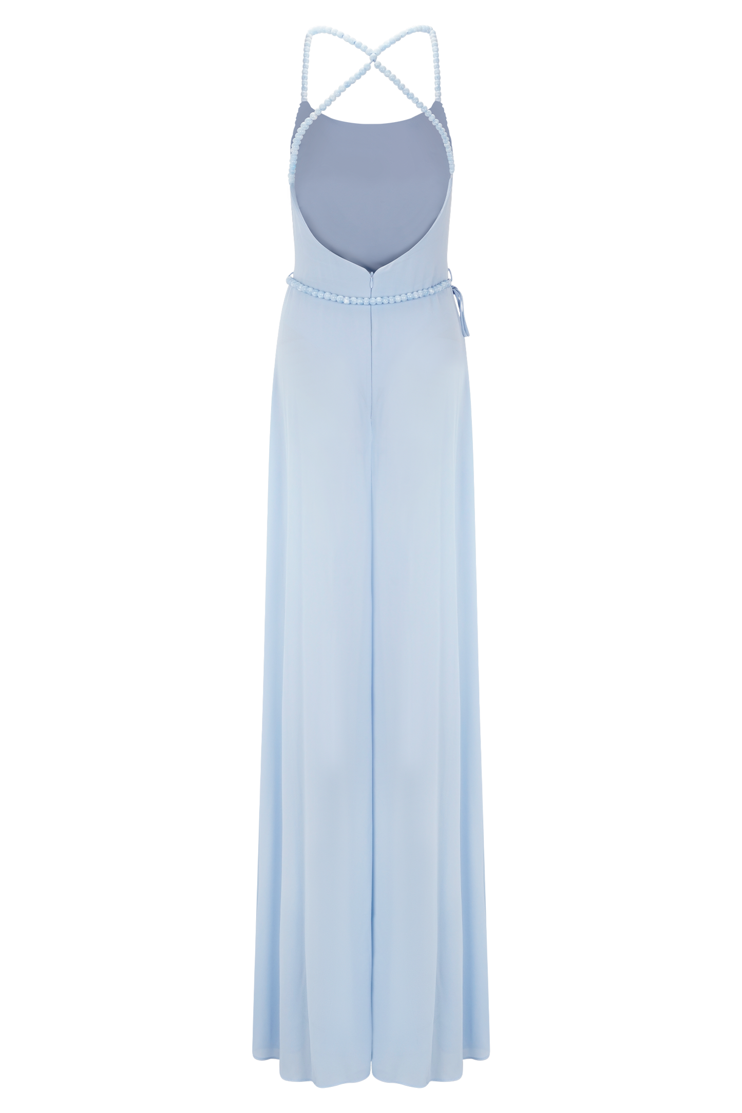 Robe Maxi en Chiffon Perlée Elaine - Bleu Ciel