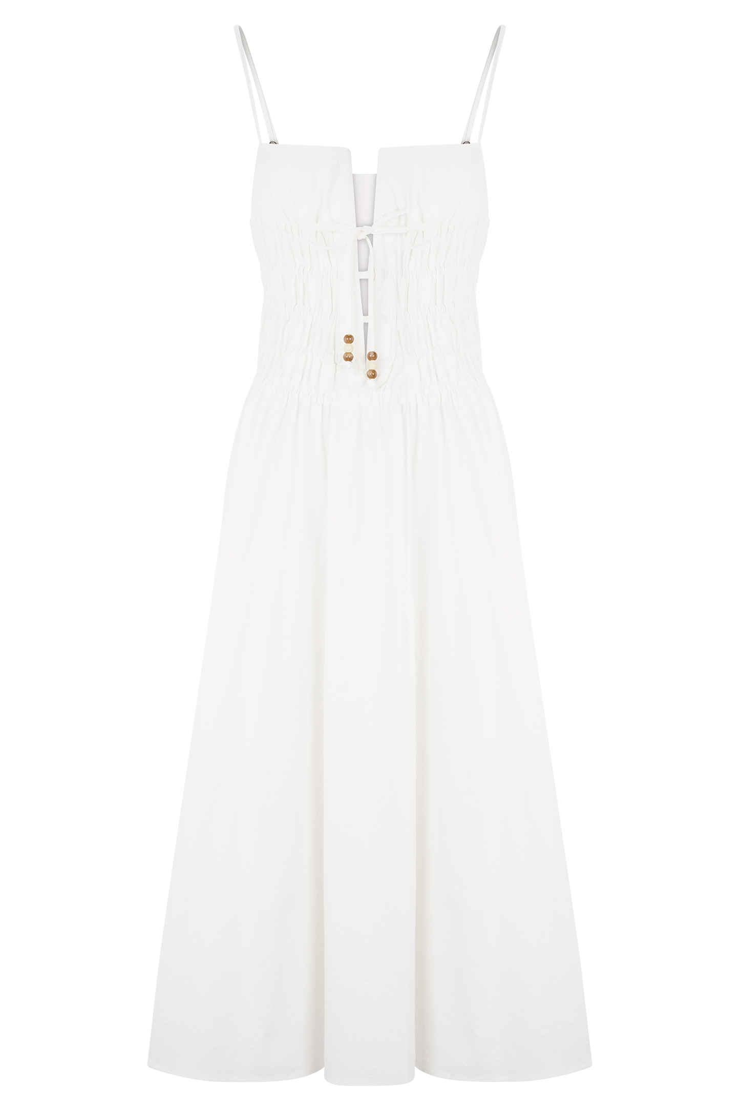 Robe midi en coton à plis Elias - Blanc