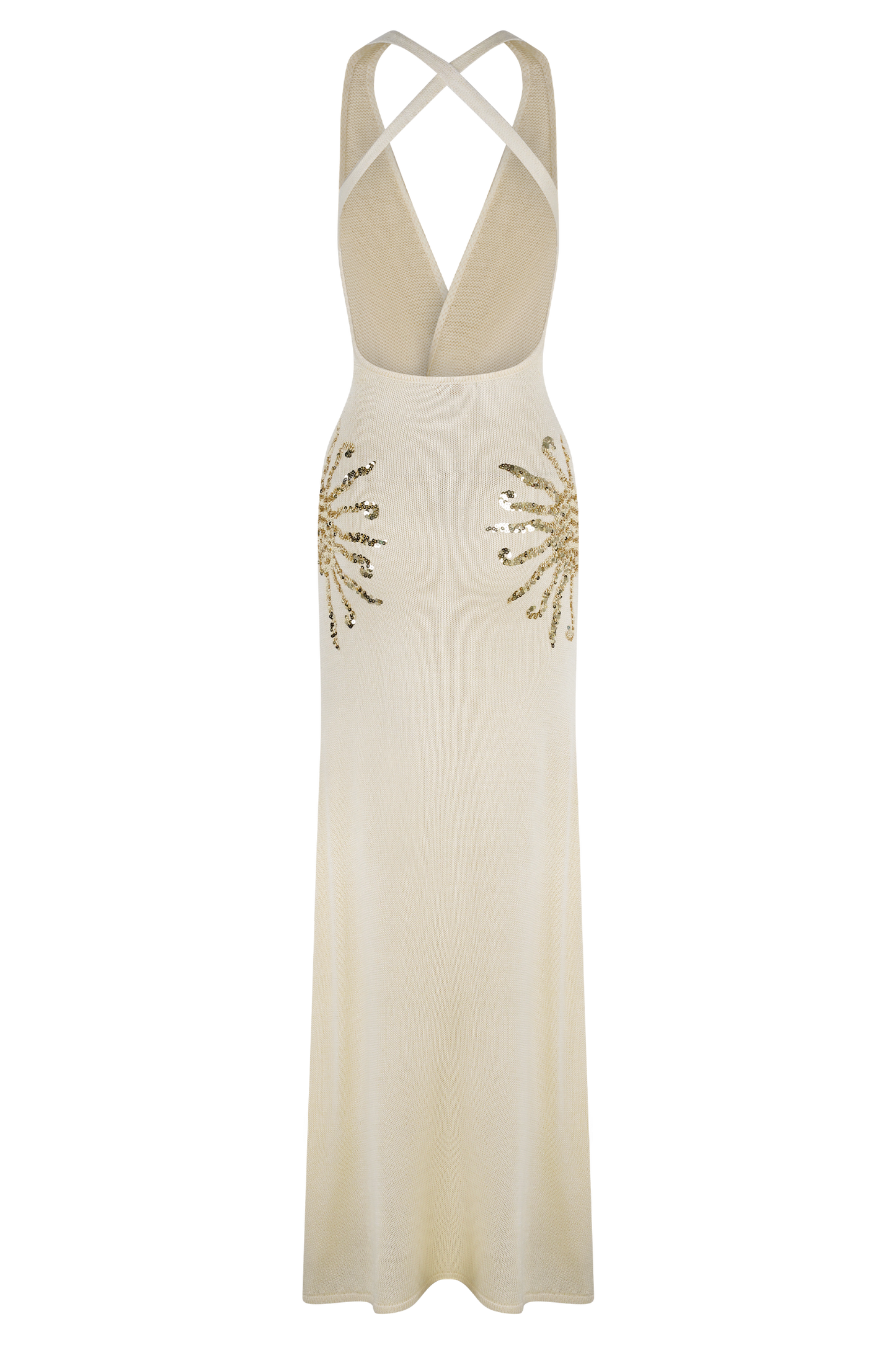 Robe Maxi Tricotée Ellington avec Paillettes - Ivoire