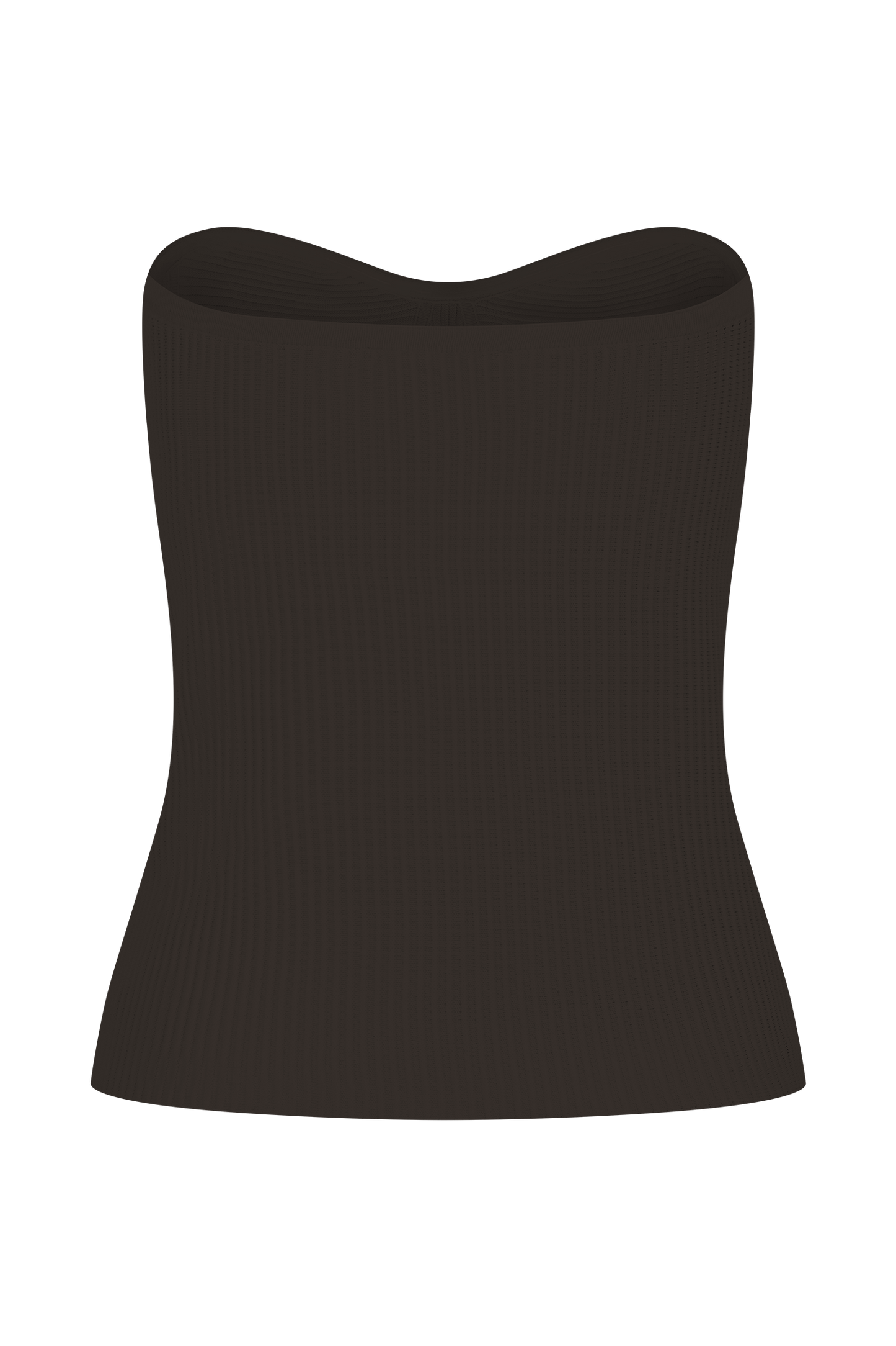 Elodie Haut en Tricot à Bonnets sans Bretelles - Chocolat