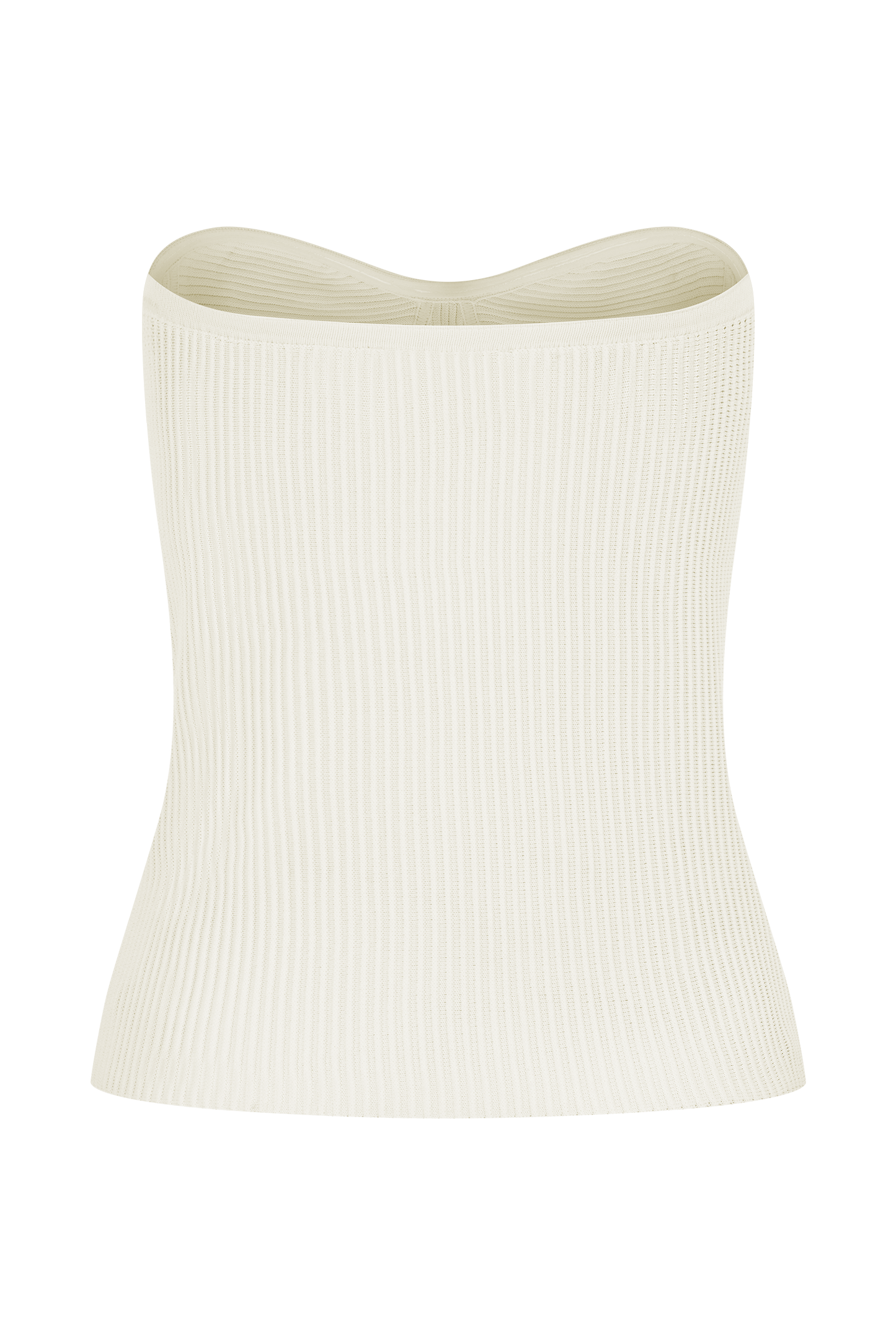 Top en maille à bonnets sans bretelles Elodie - Ivoire