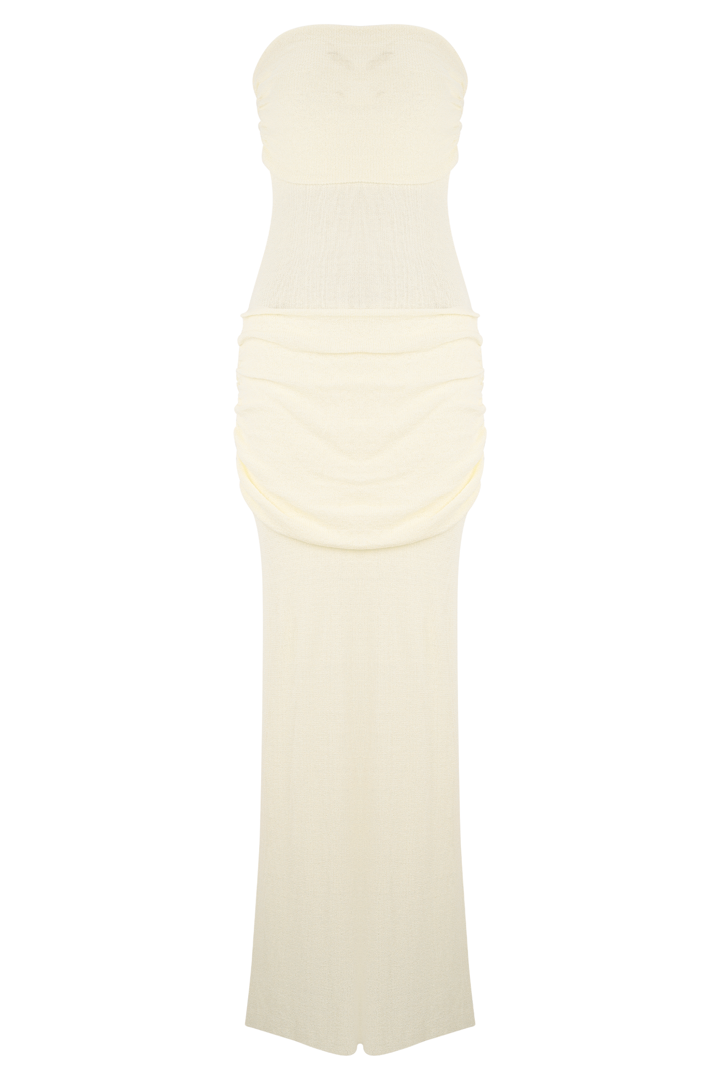Robe maxi en jersey sans bretelles Elora - Ivoire