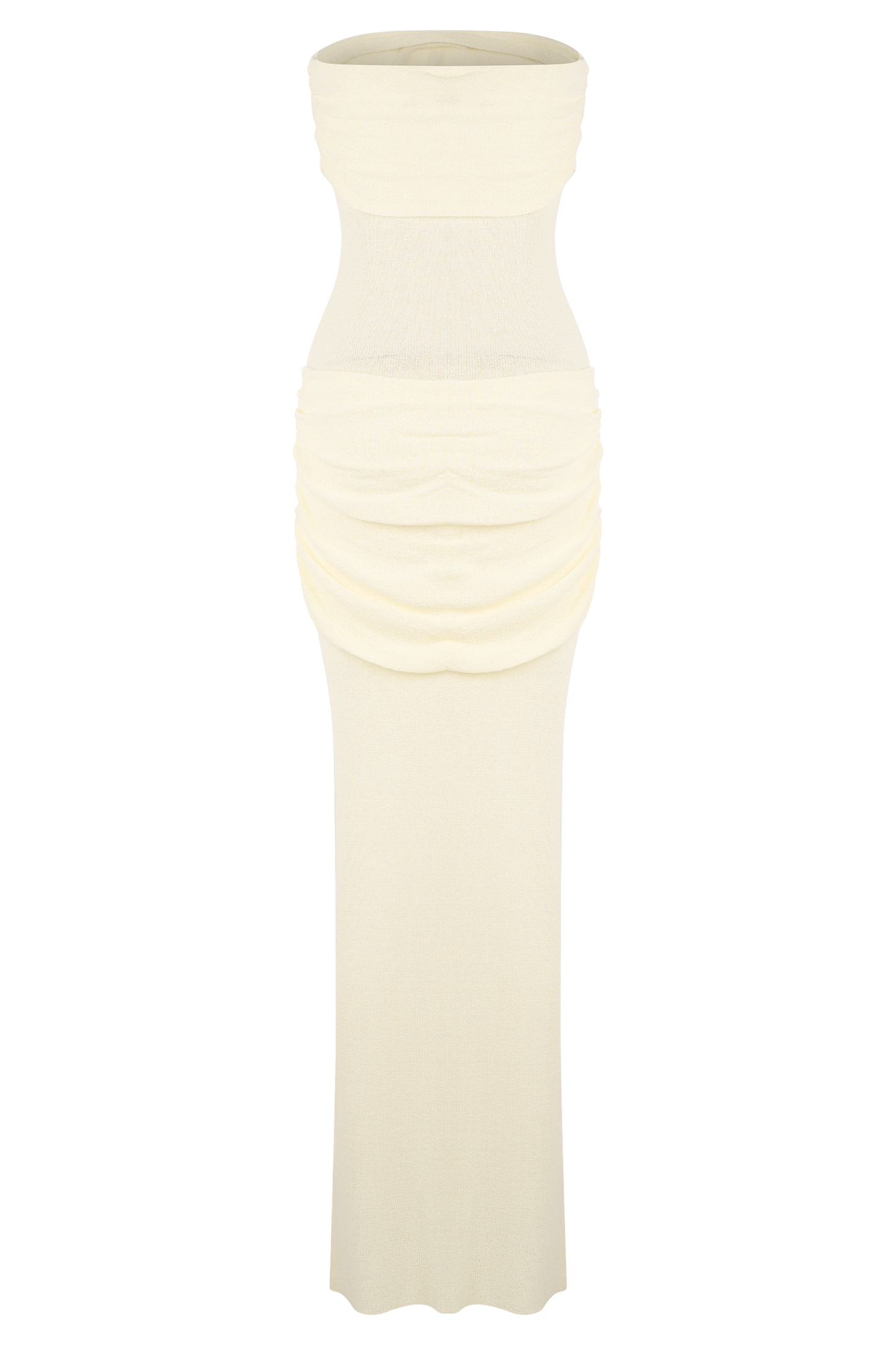 Robe maxi en jersey sans bretelles Elora - Ivoire