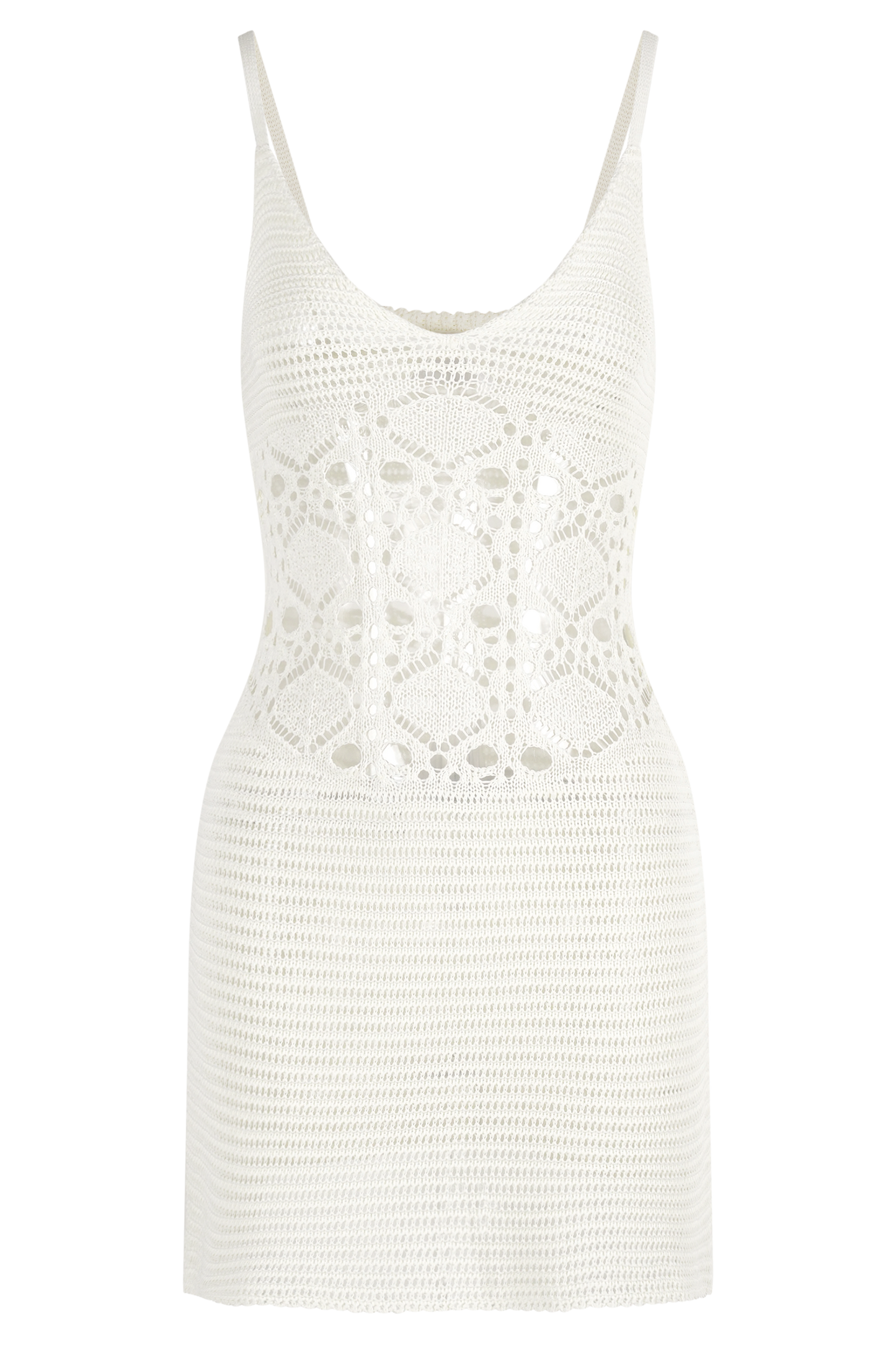 Mini-robe en tricot crochet Everette - Ivoire
