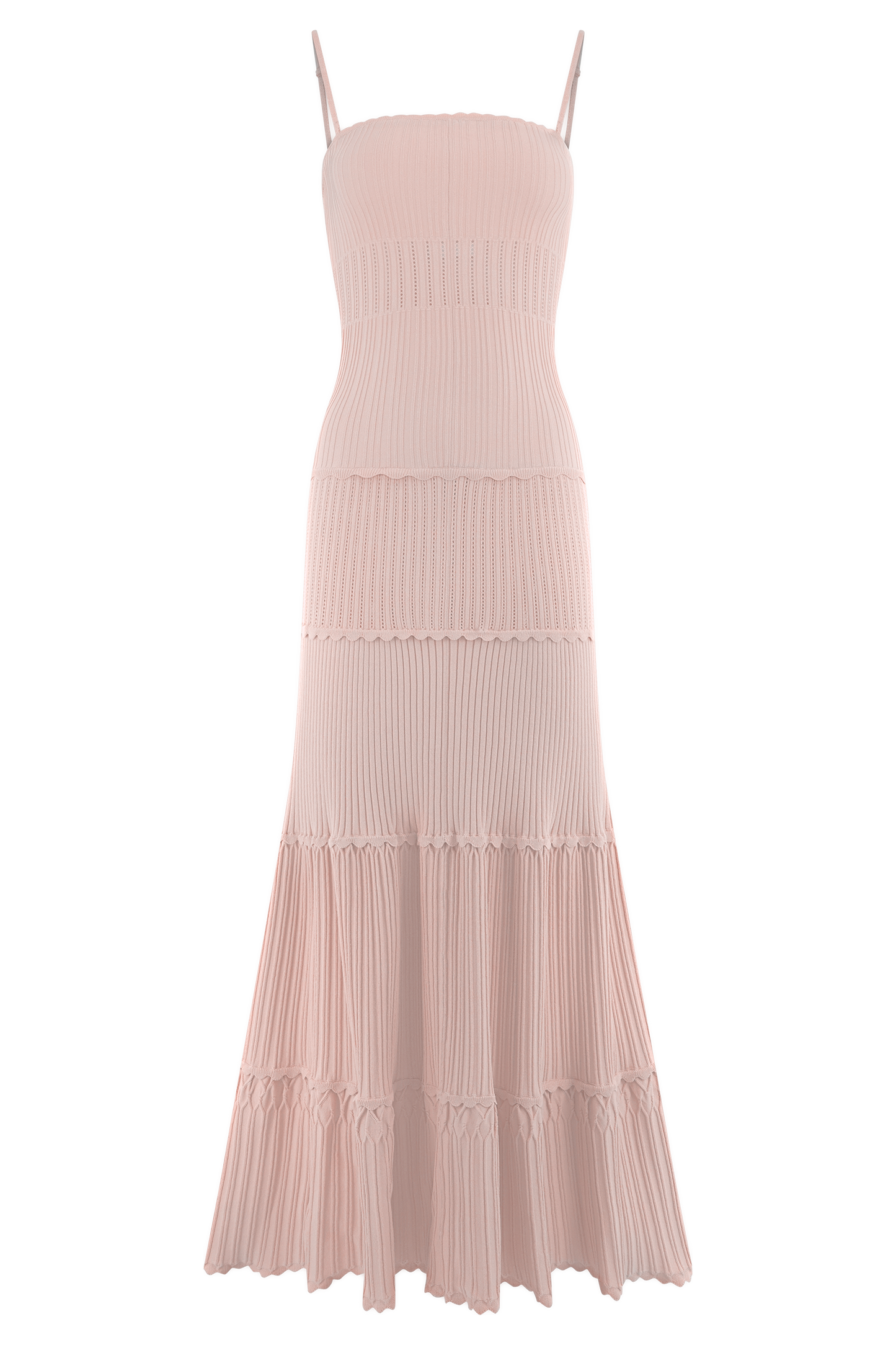 Robe Maxi en Tricot à Motifs Perforés Finley - Rose Poussière