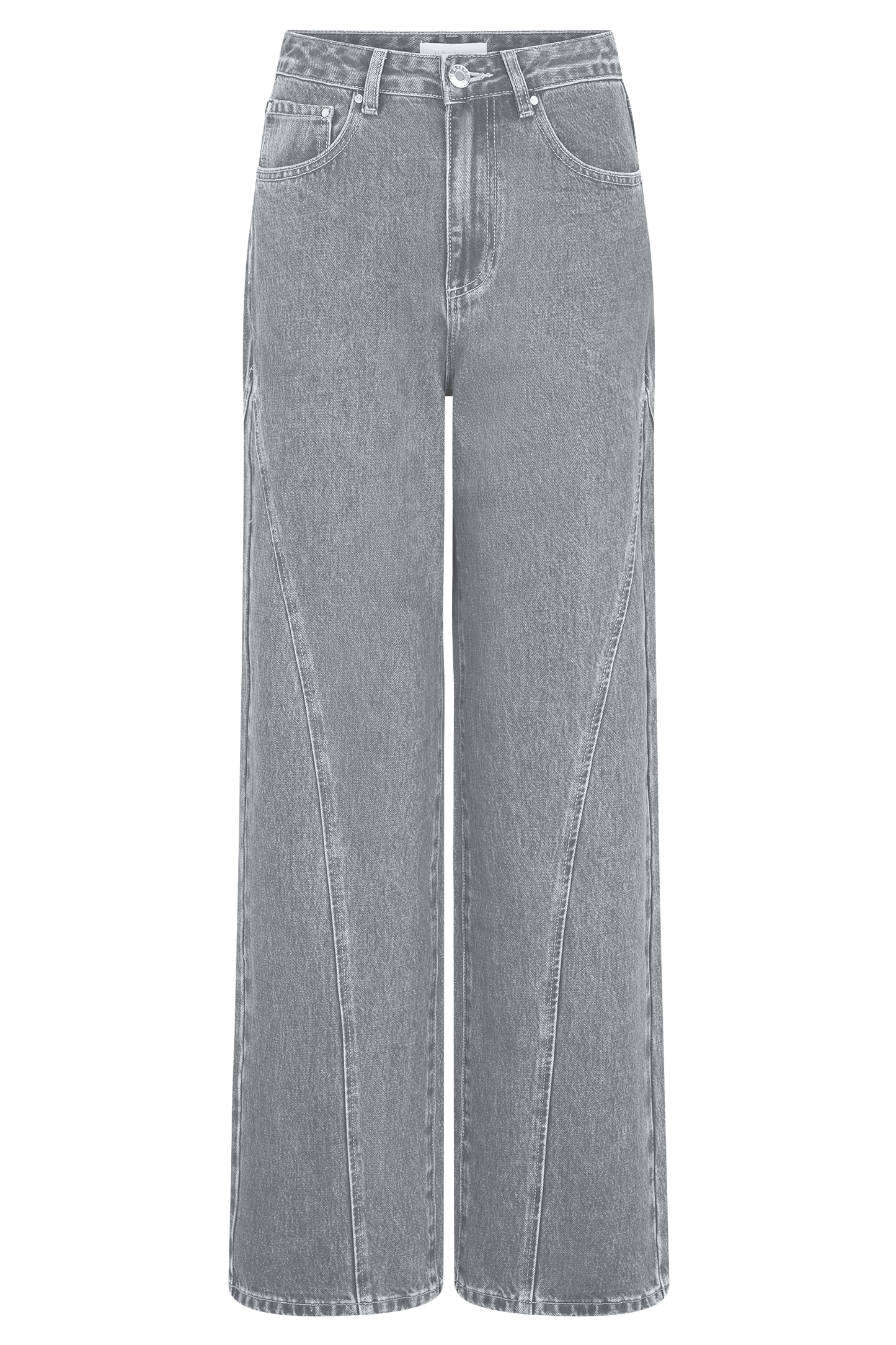 Jeans en jean à panneaux et taille mi-haute Georgette - Gris