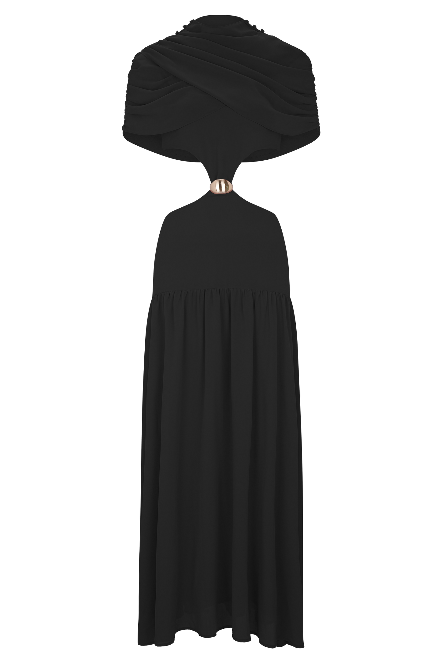 Robe midi en mousseline de soie Georgina - Noir