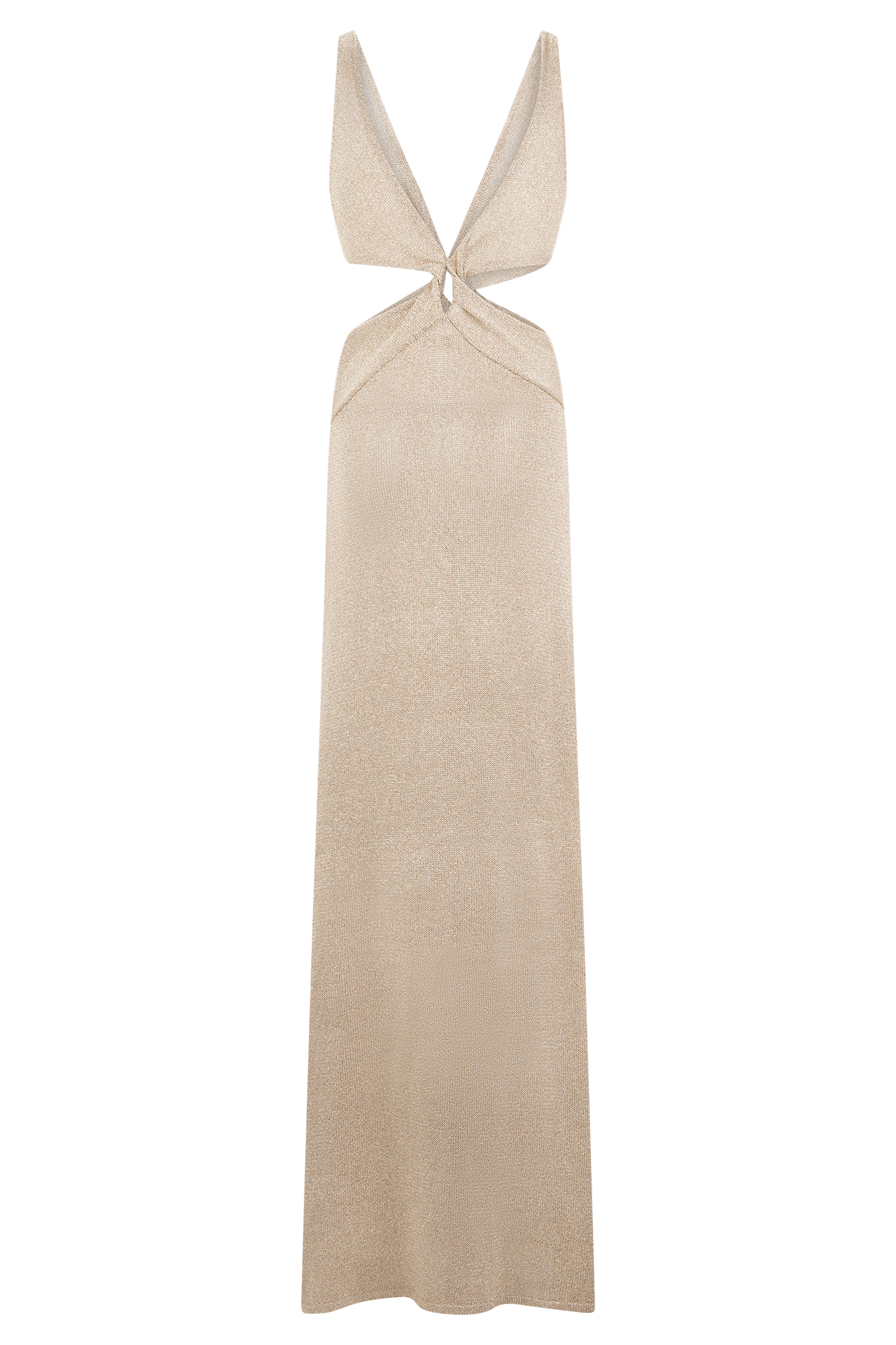 Robe Maxi Tricotée Métallique à Faille Gracelyn - Or