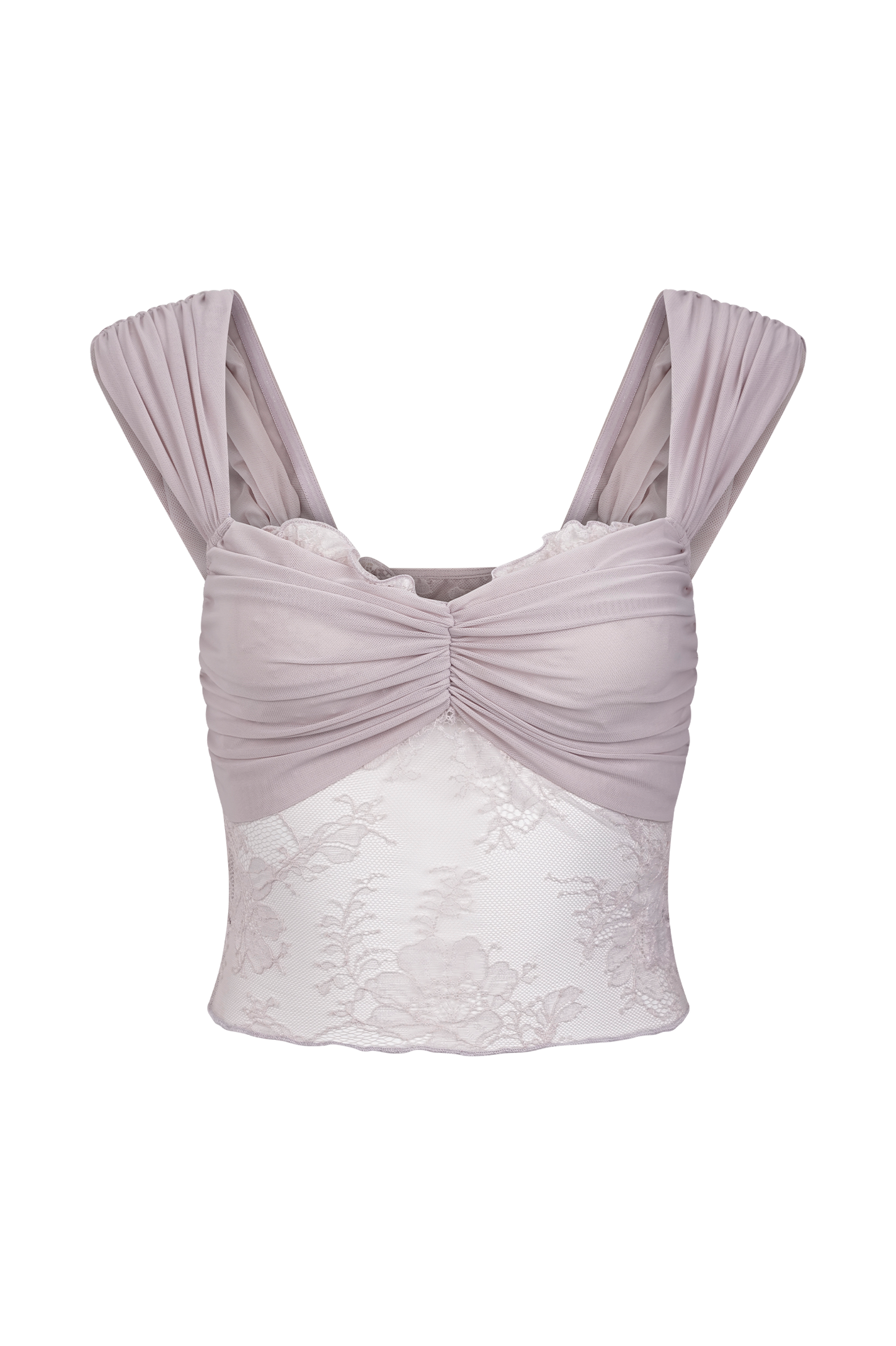 Top en dentelle et en maille Guinevere - Lilas