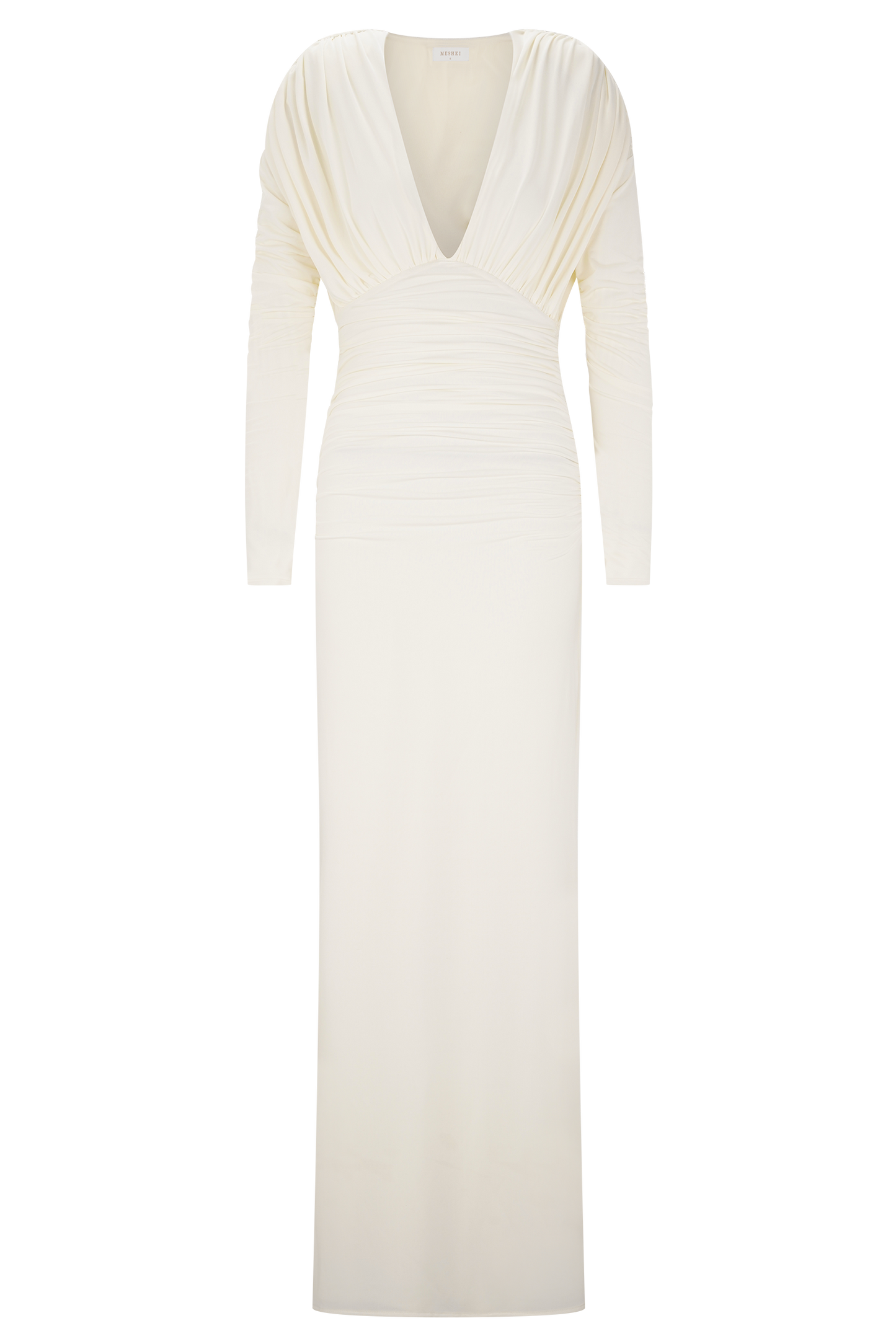 Robe longue maxi à manches longues et décolleté plongeant Hayden - Ivoire