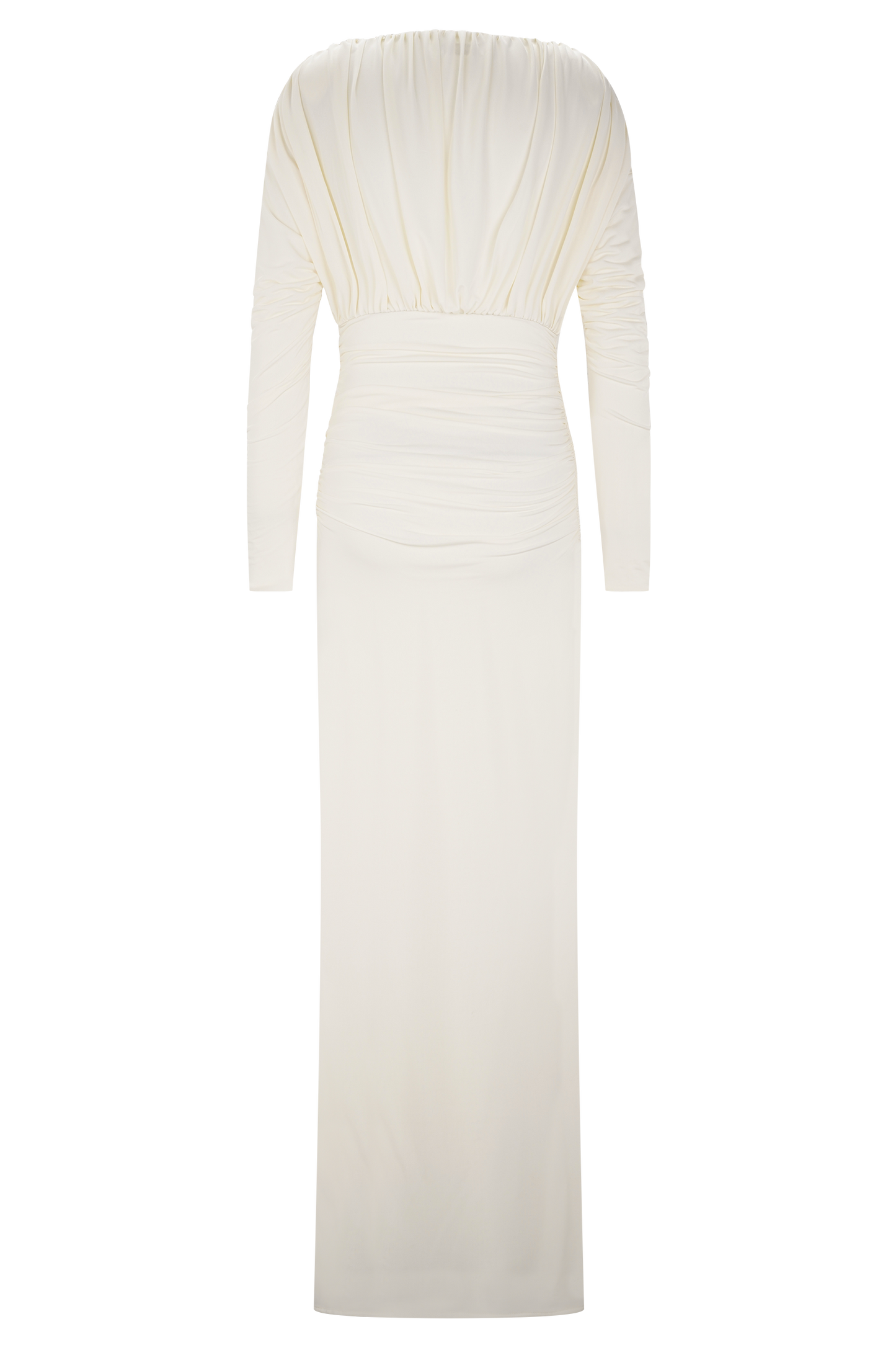 Robe longue maxi à manches longues et décolleté plongeant Hayden - Ivoire