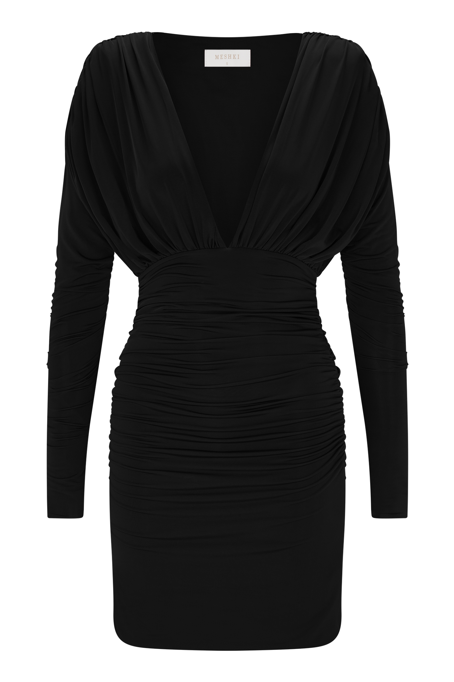 Robe mini Hayden à manches longues et décolleté plongeant - Noir