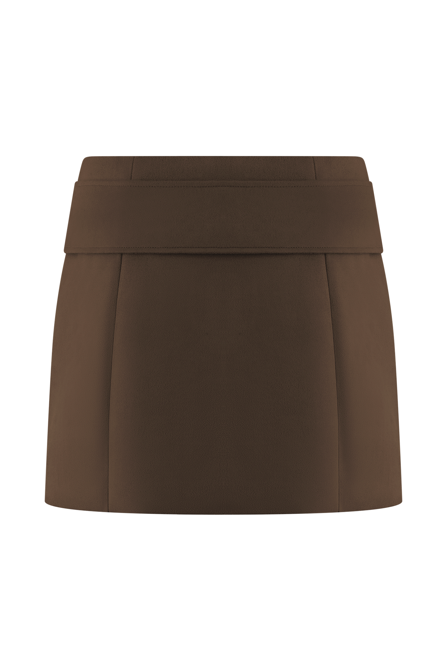 Jupe mini en similicuir daim avec ceinture - Chocolat