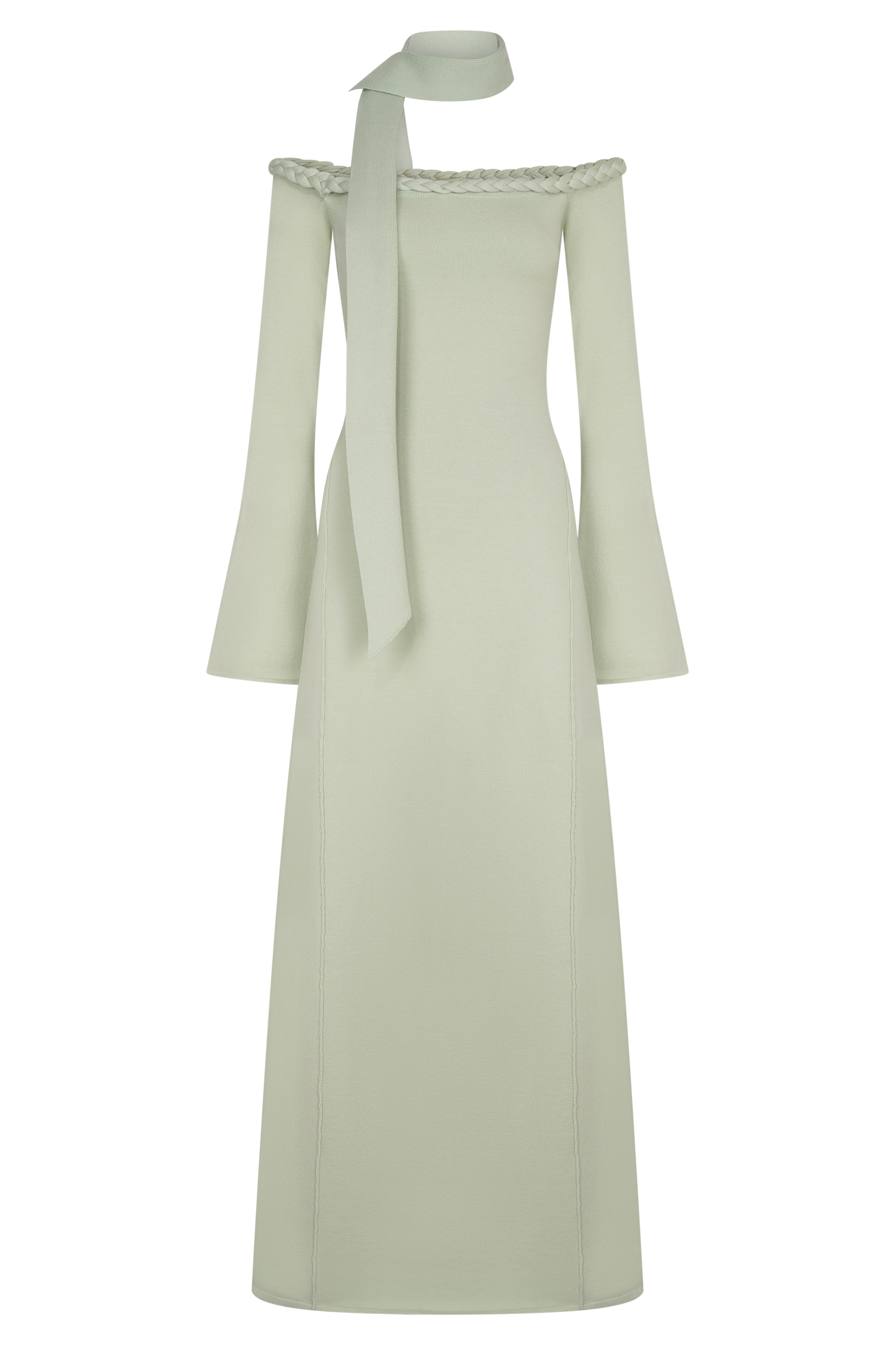 Robe Maxi en Tricot sans Bretelles Heidi avec Écharpe - Vert Pastel