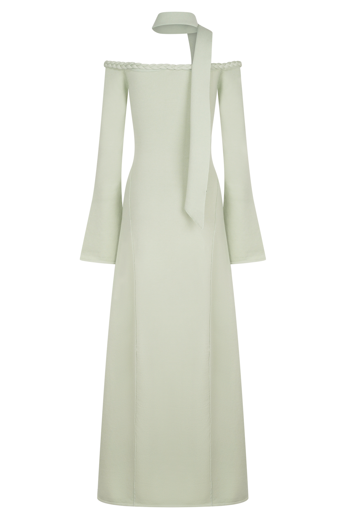 Robe Maxi en Tricot sans Bretelles Heidi avec Écharpe - Vert Pastel