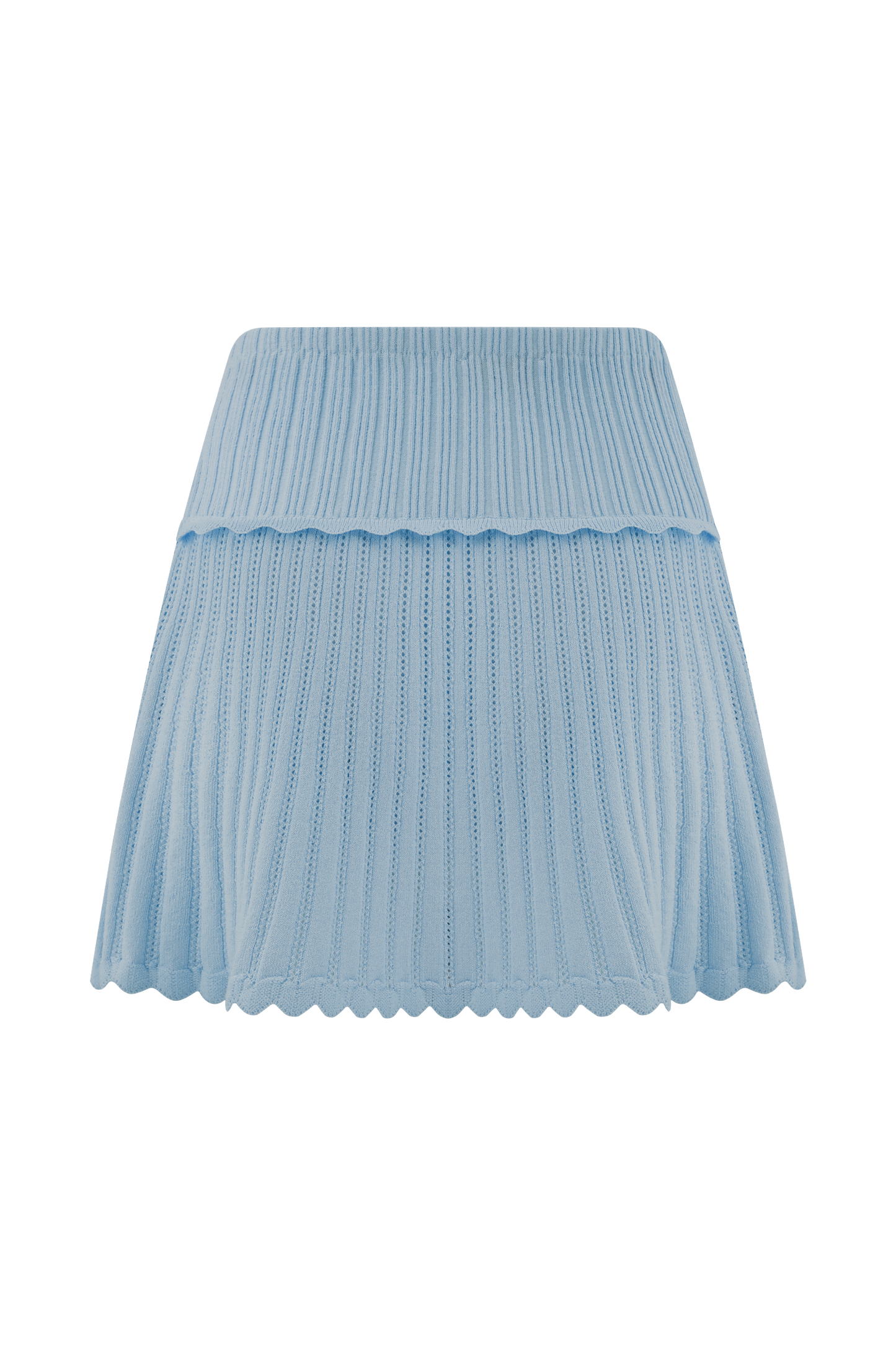 Jupe mini en tricot pointelle Indy - Bleu bleuet