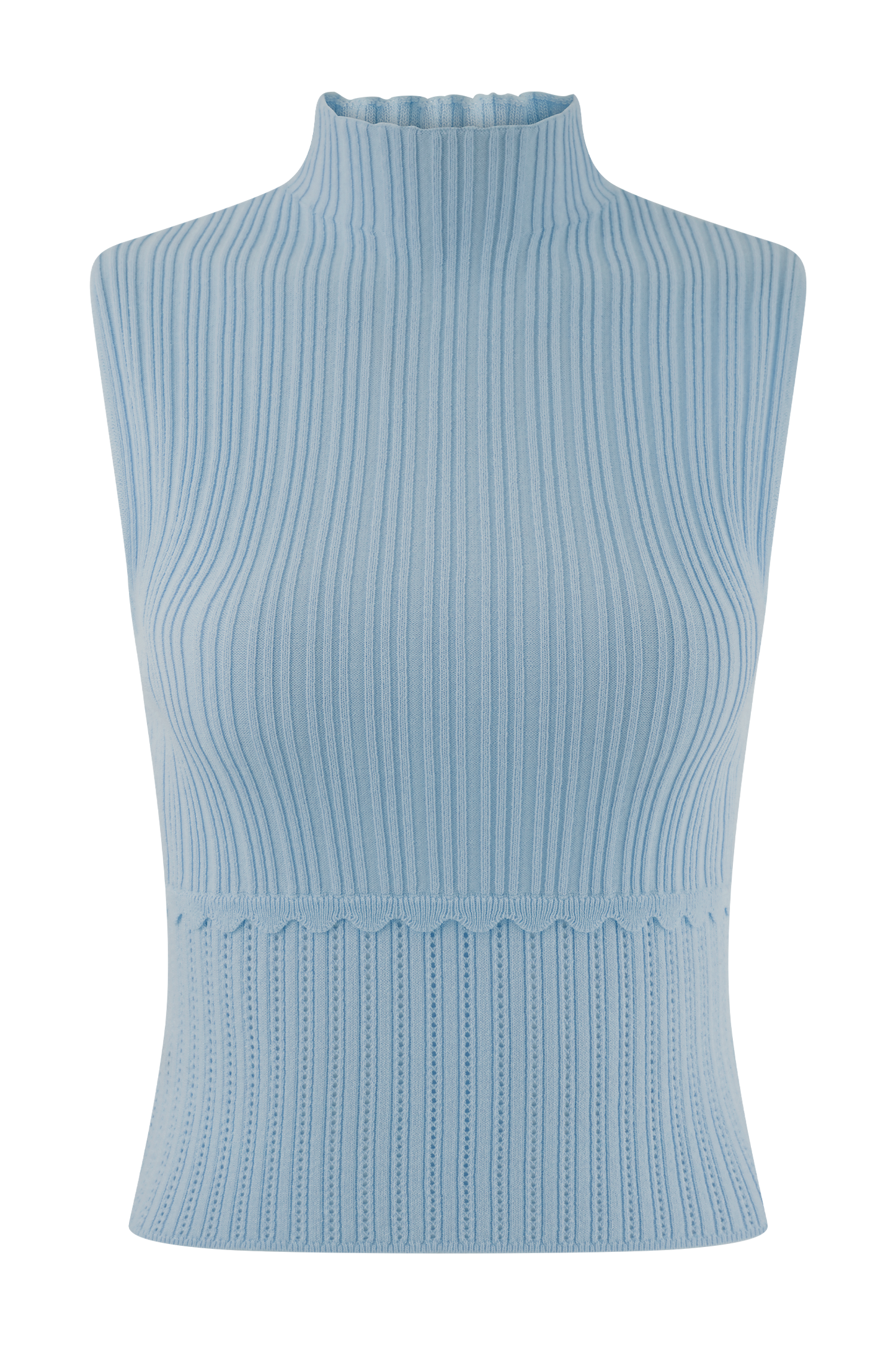 Top en tricot à mailles pointillées Indy - Bleu bleuet