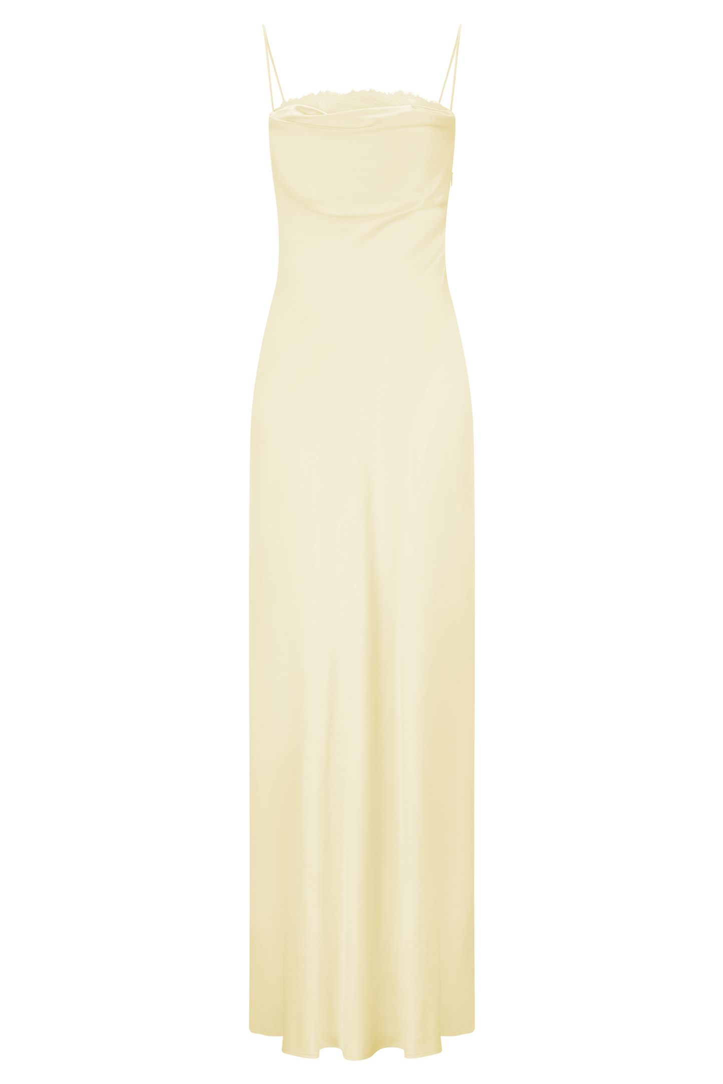 Robe Maxi en Dentelle et Satin Isadora - Citron