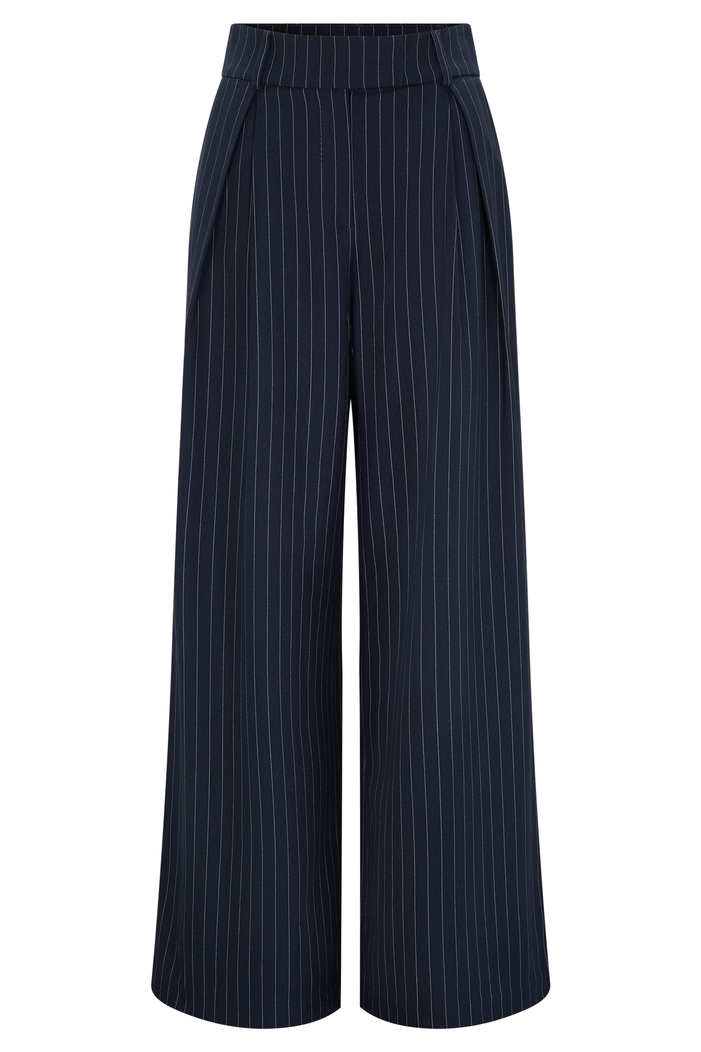 Pantalon large à plis Jacqueline - Rayures bleu marine