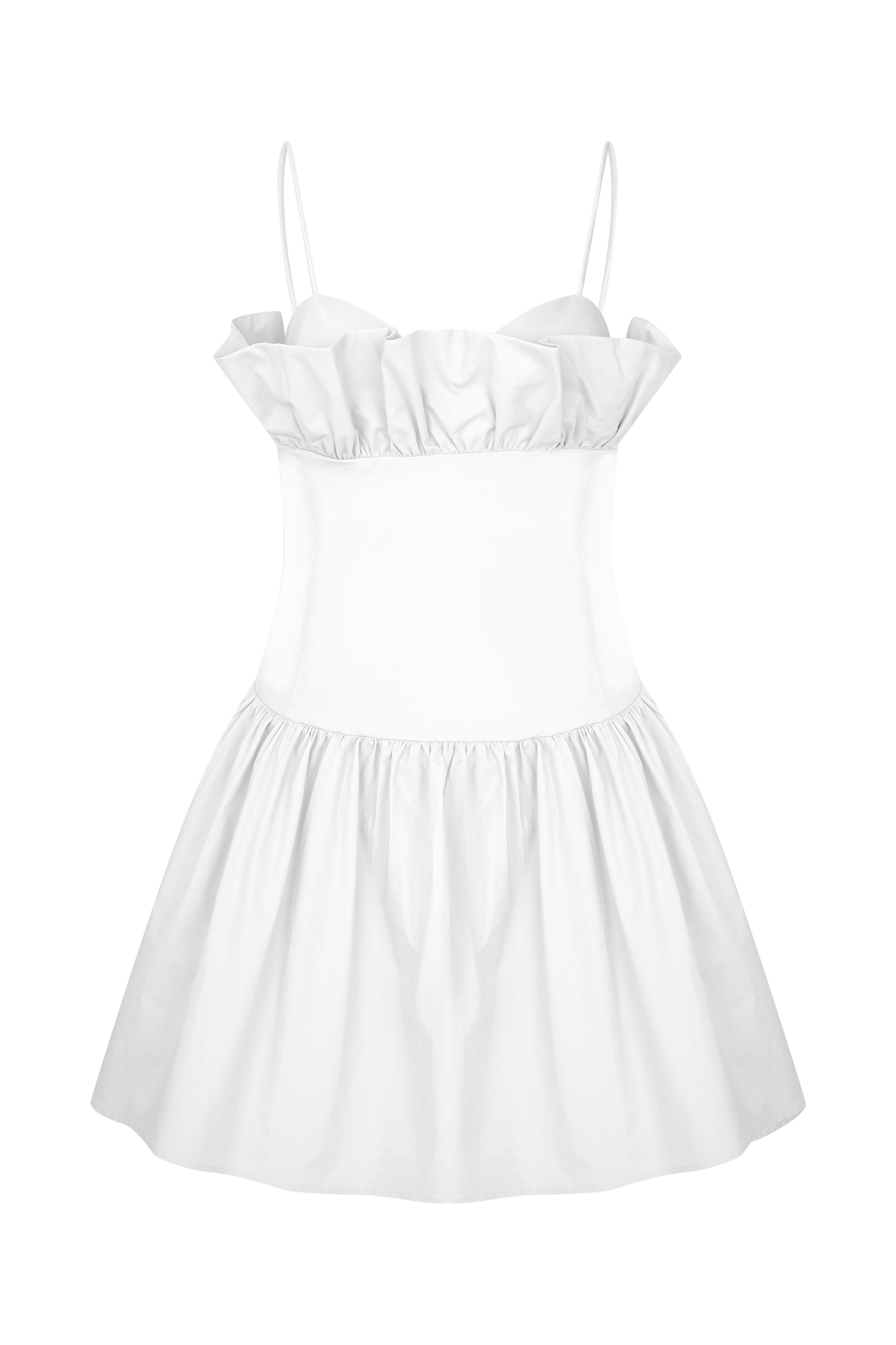Robe mini en coton à volants Janis - Blanche